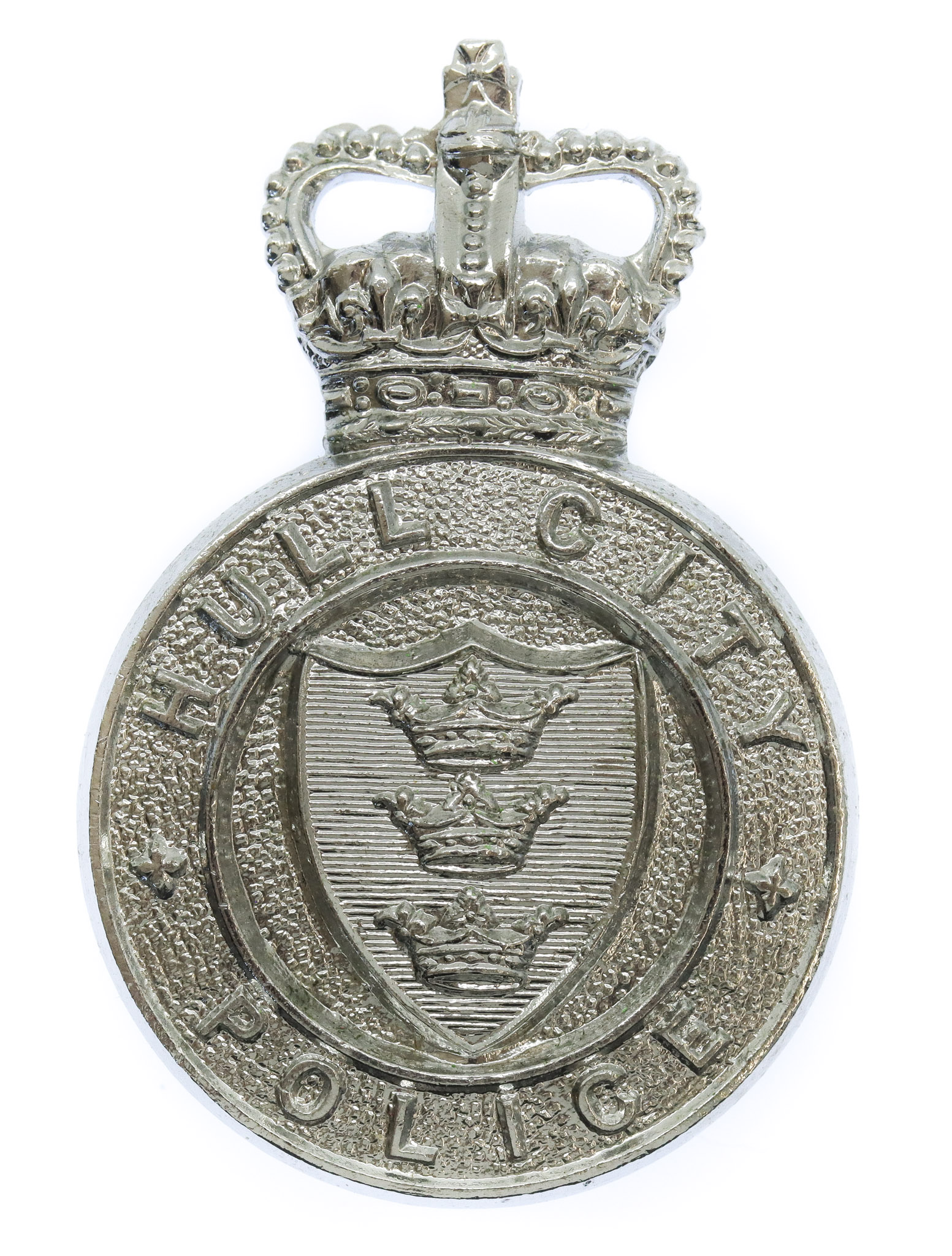 Hull City Police Cap Badge - Queen's Crown (Solid Centre)