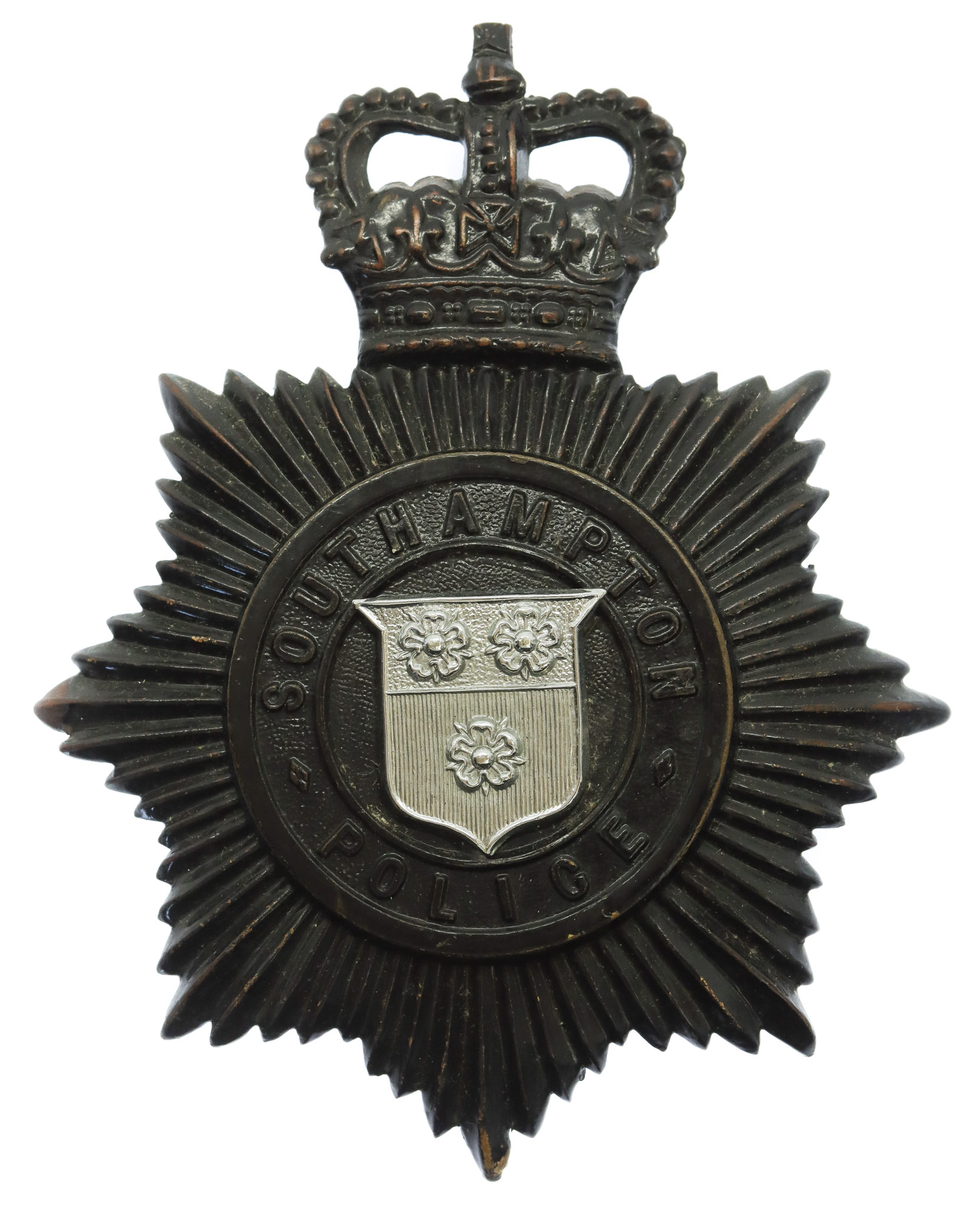 Southampton Police Night Helmet Plate - Queen's Crown