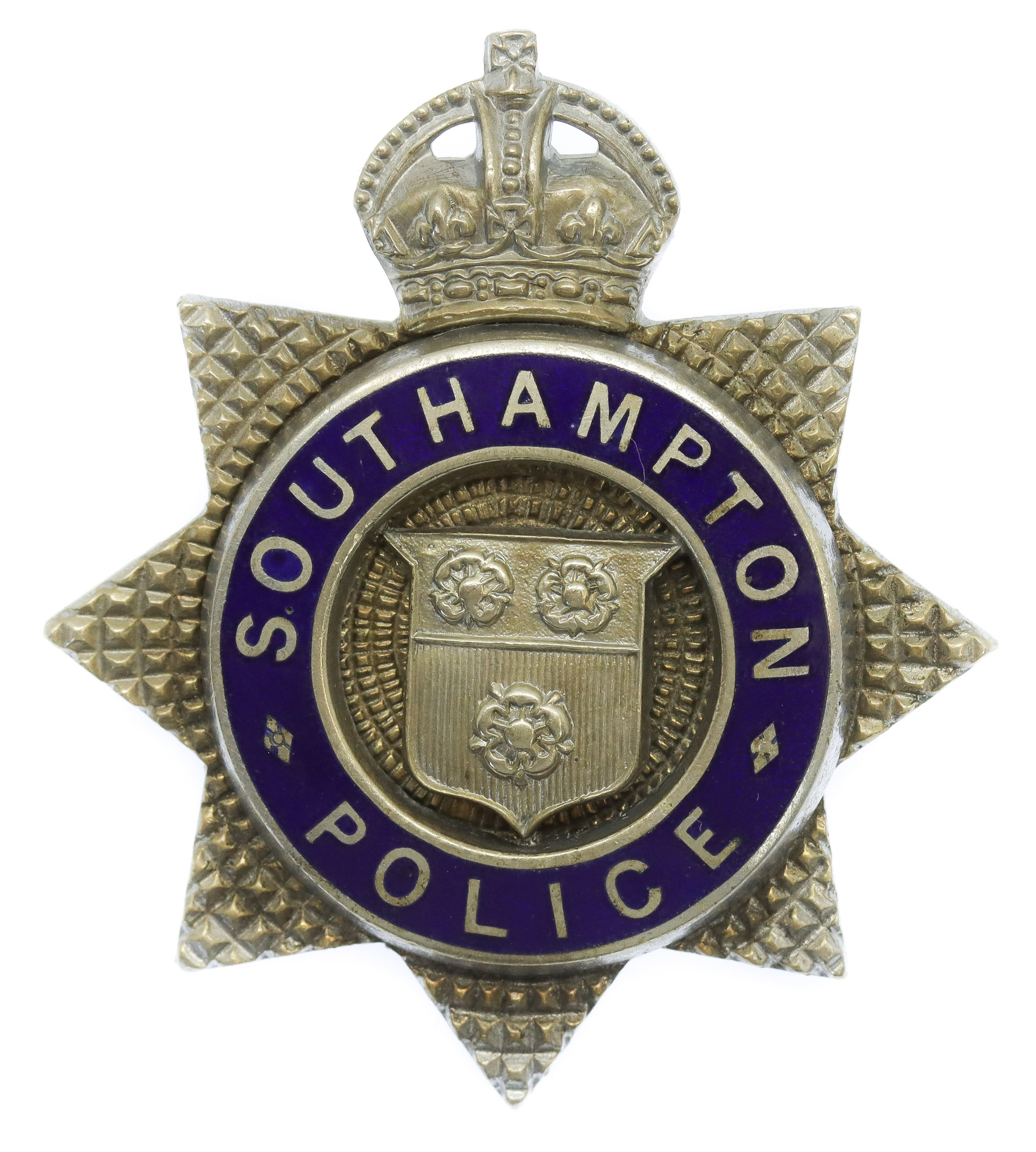 Southampton Police Senior Officer's Enamelled Cap Badge - King's Crown