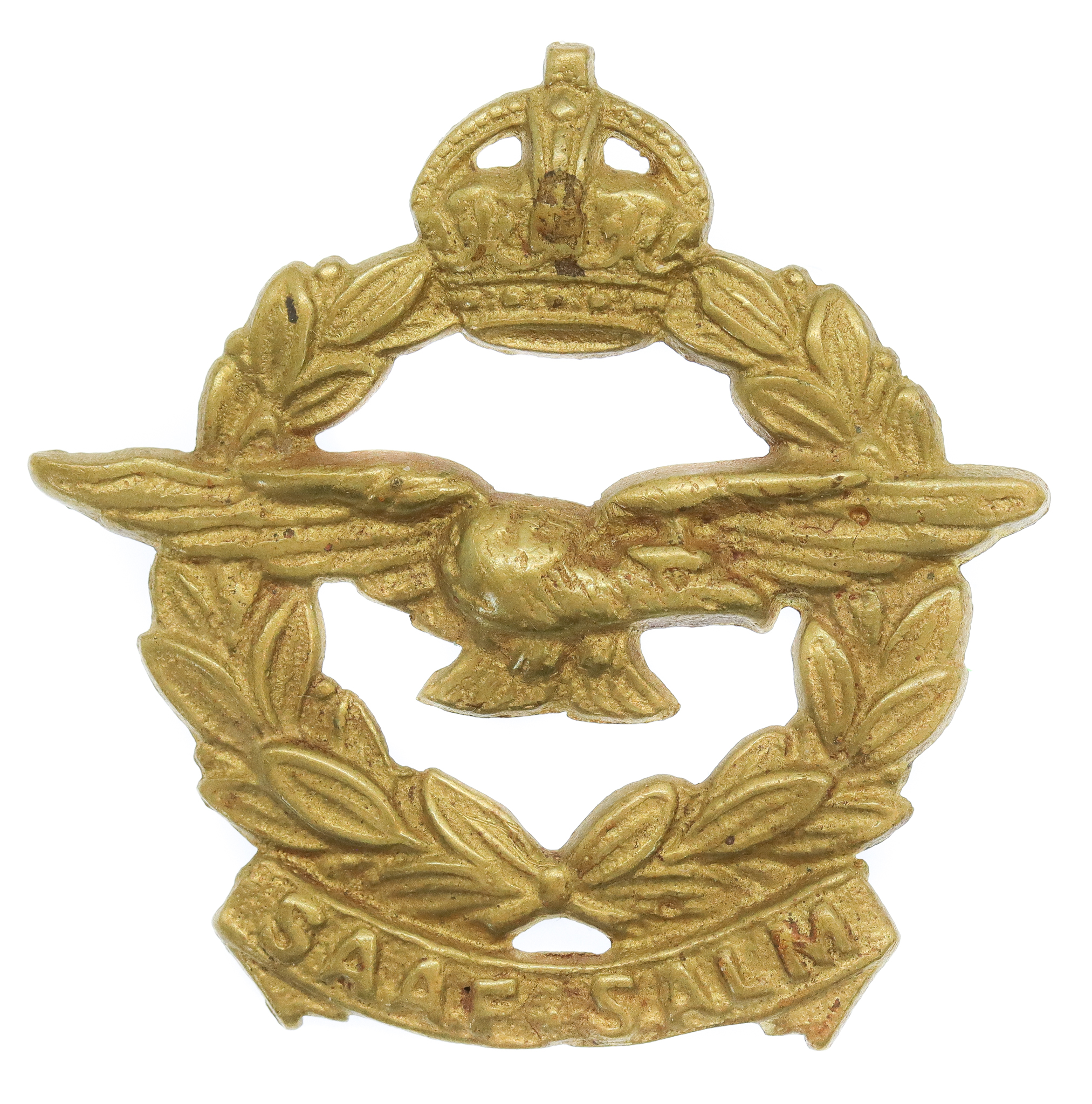 South African Air Force (S.A.A.F.) Cast Cap Badge - King's Crown