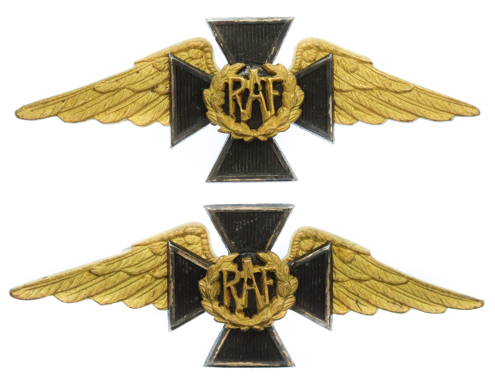 Pair of Royal Air Force (R.A.F.) Chaplains Gilt Collar Badges