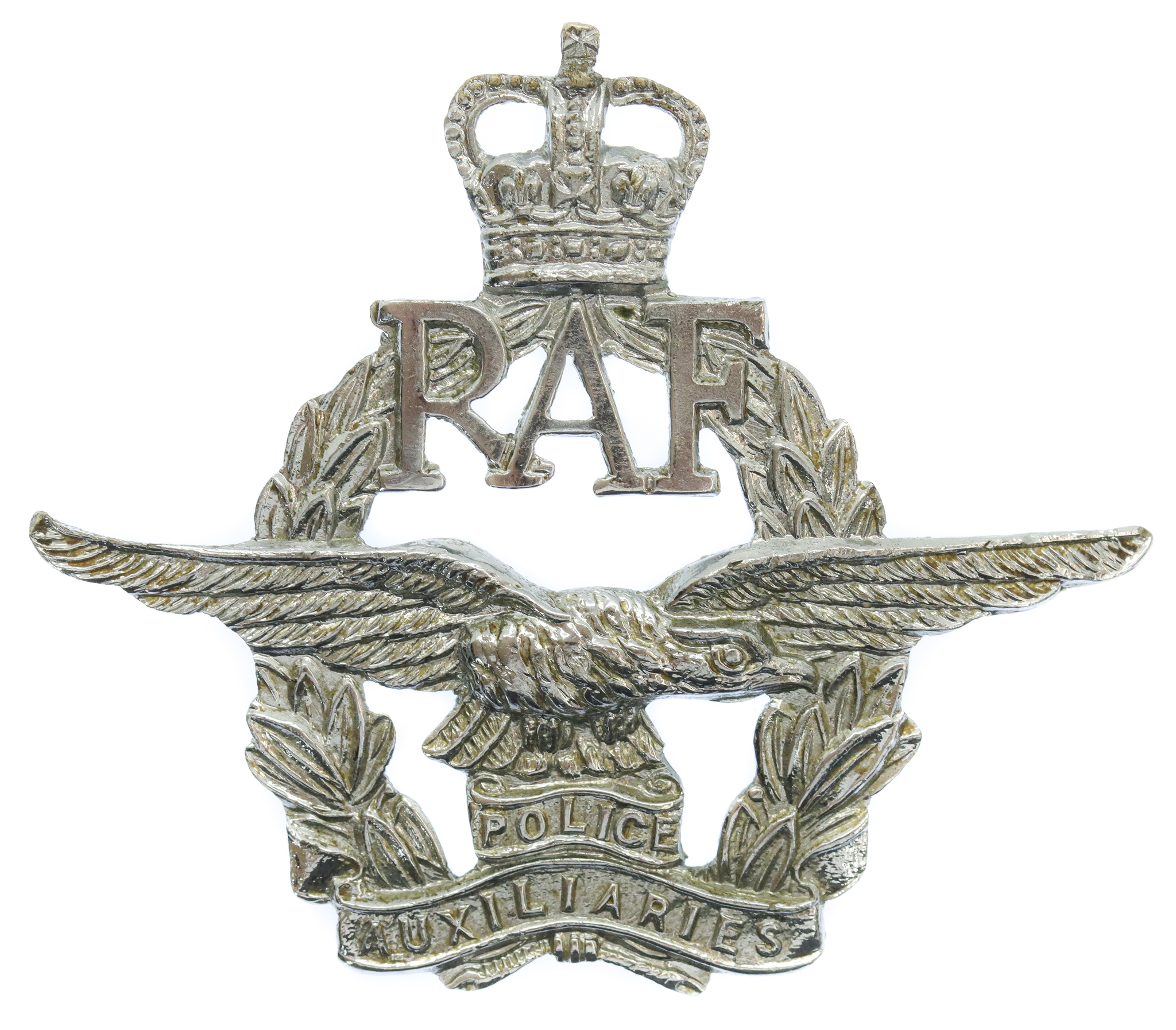 Royal Air Force (R.A.F.) Police Auxiliaries Cap Badge - Queen's Crown