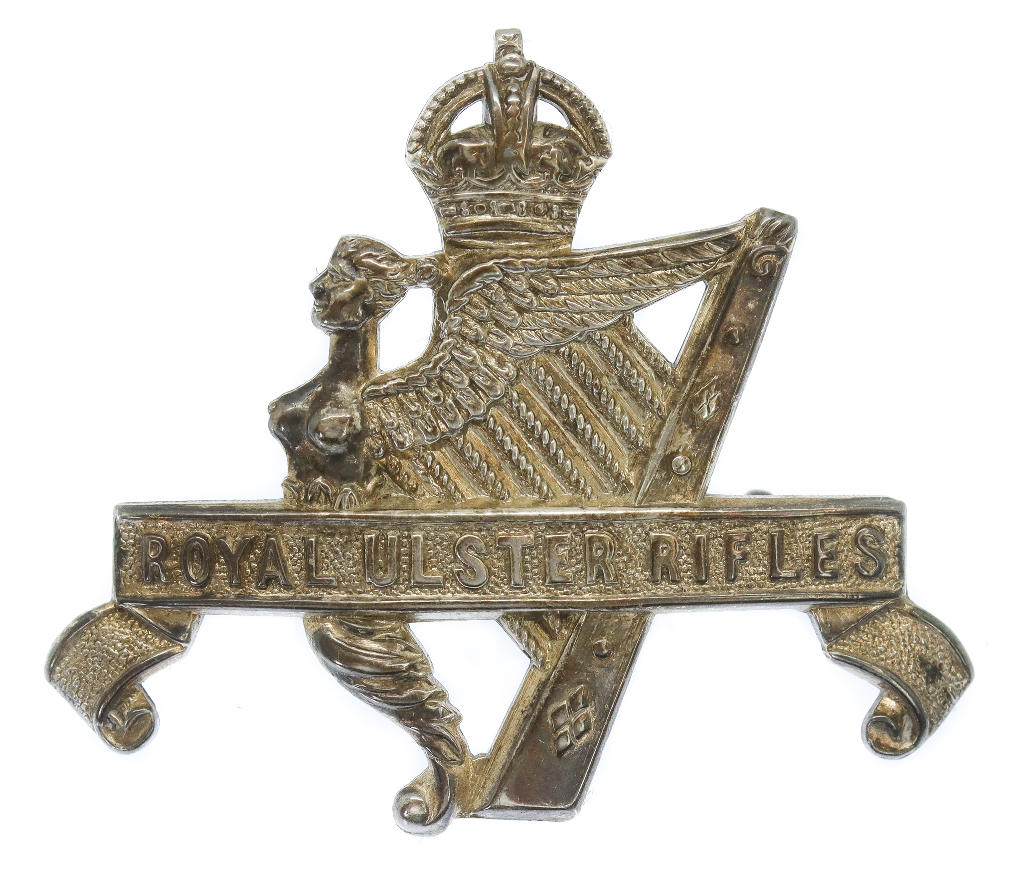 WW2 1st Bn. Royal Ulster Rifles Sterling Silver 'Airborne' Officer's Beret Badge
