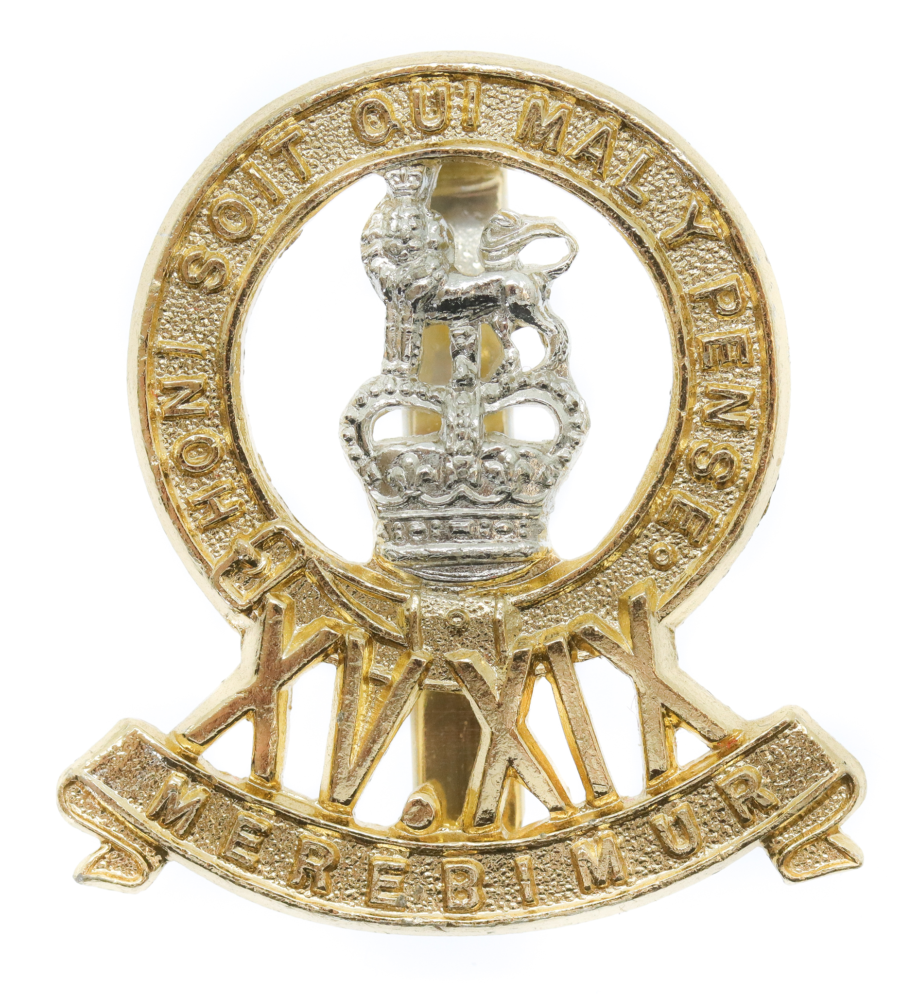 15th/19th Hussars Anodised (Staybrite) Cap Badge
