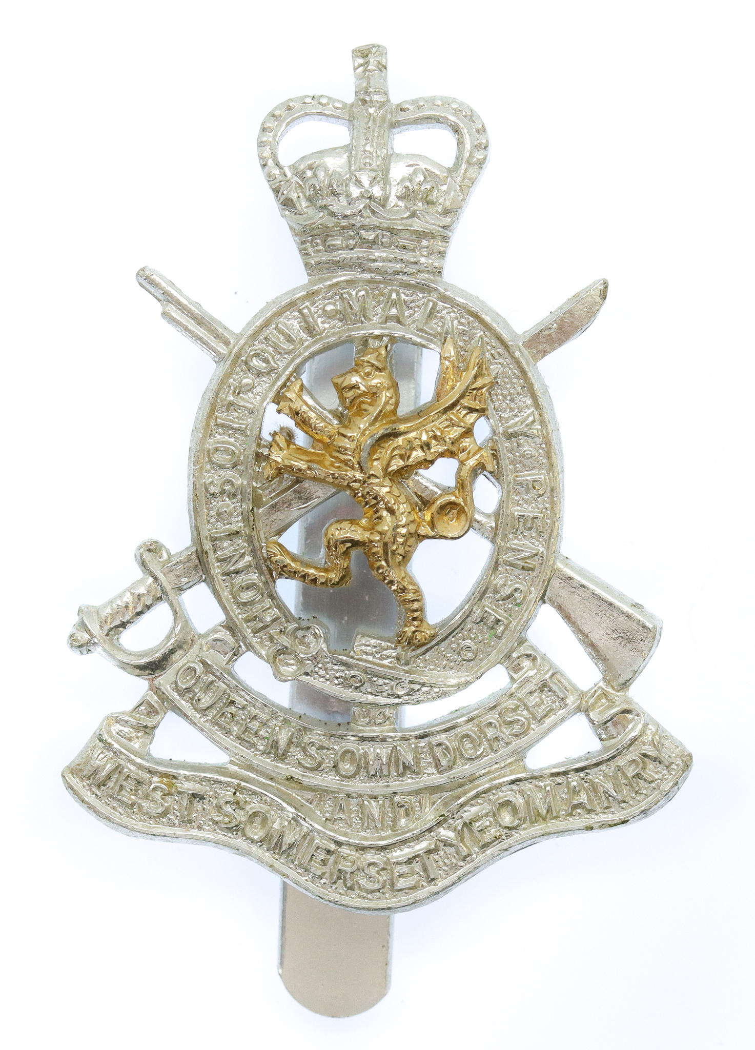 Queen's Own Dorset & West Somerset Yeomanry Anodised (Staybrite) Cap Badge