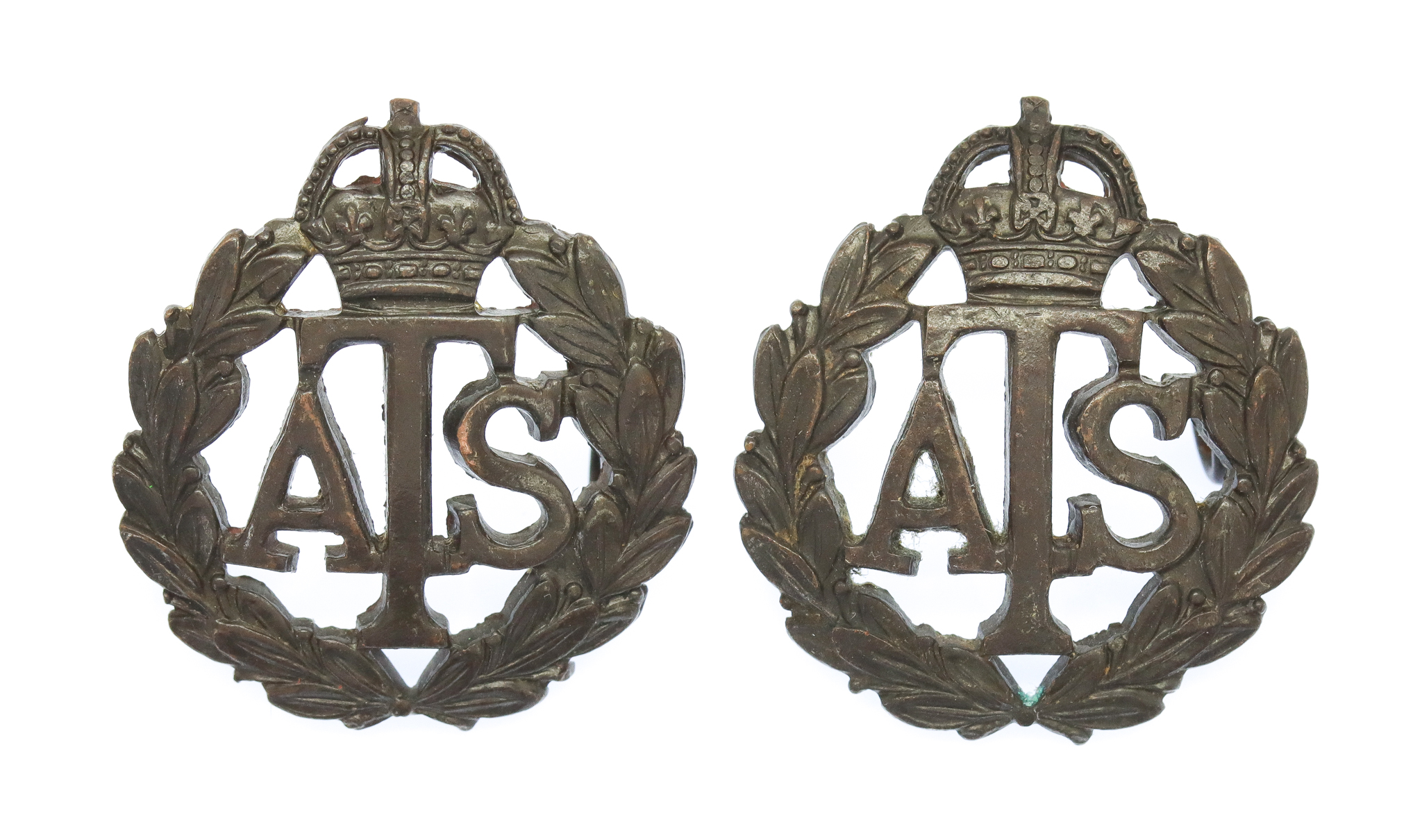 Pair of Auxiliary Territorial Service (A.T.S.) Officer's Service Dress Collar Badges
