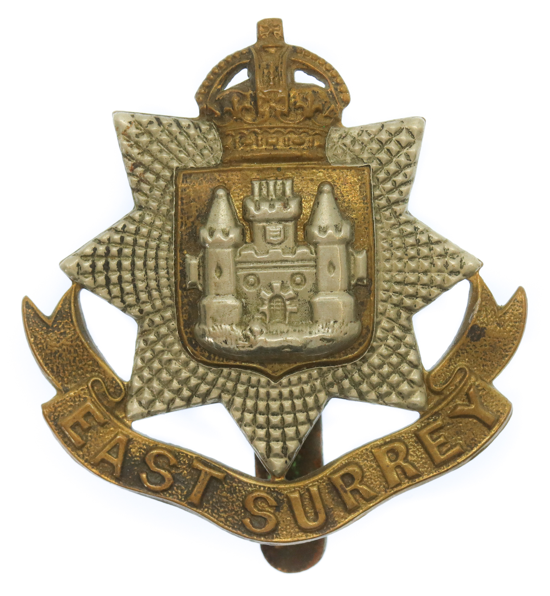 East Surrey Regiment Cap Badge - King's Crown