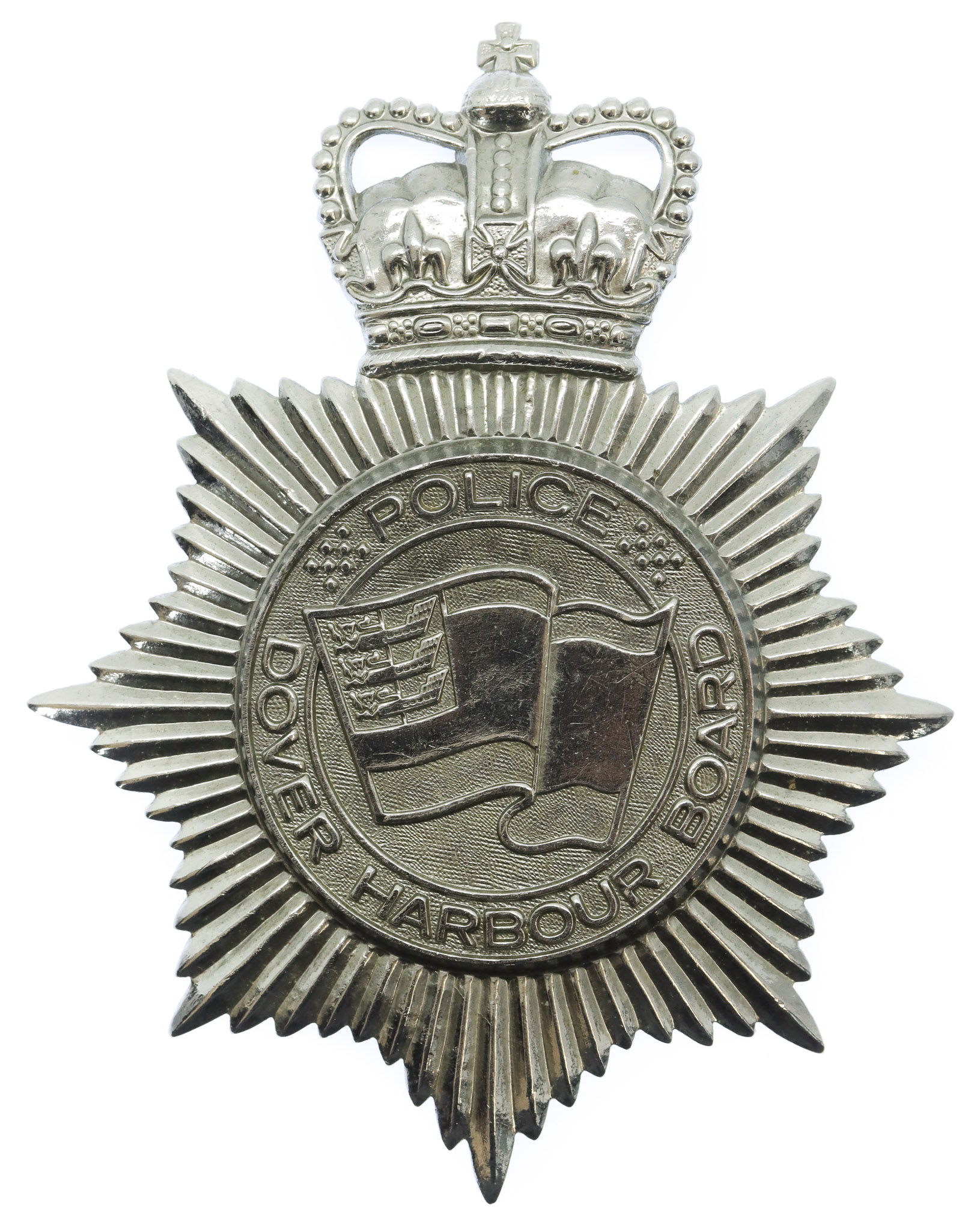 Dover Harbour Board Police Helmet Plate - Queen's Crown