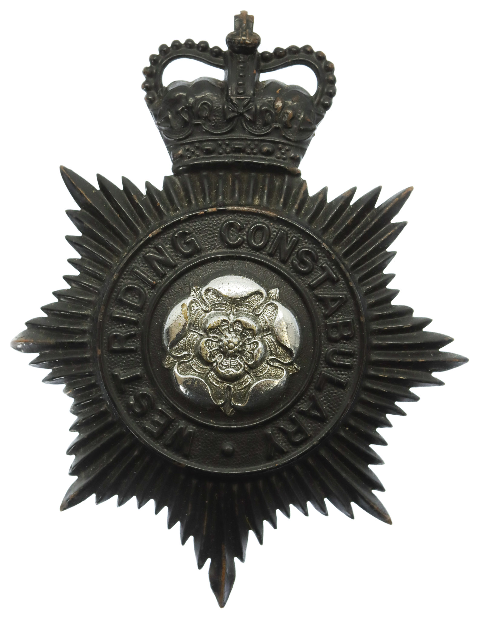 West Riding Constabulary Night Helmet Plate - Queen's Crown