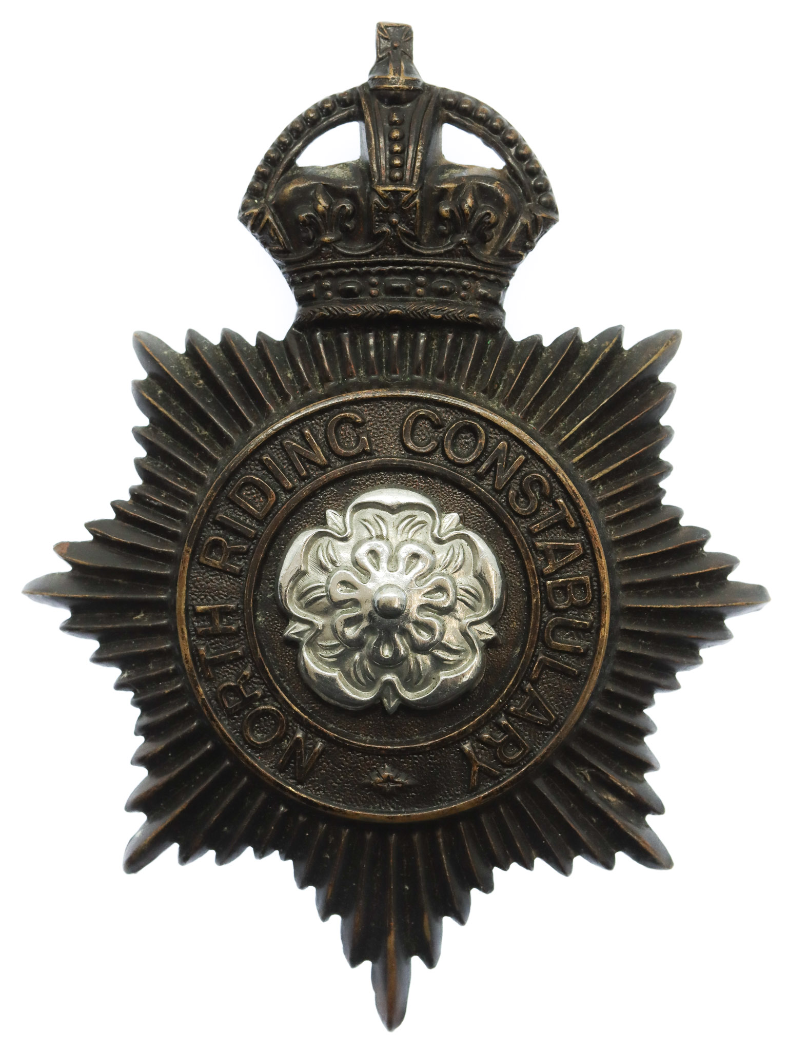 North Riding Constabulary Night Helmet Plate - King's Crown