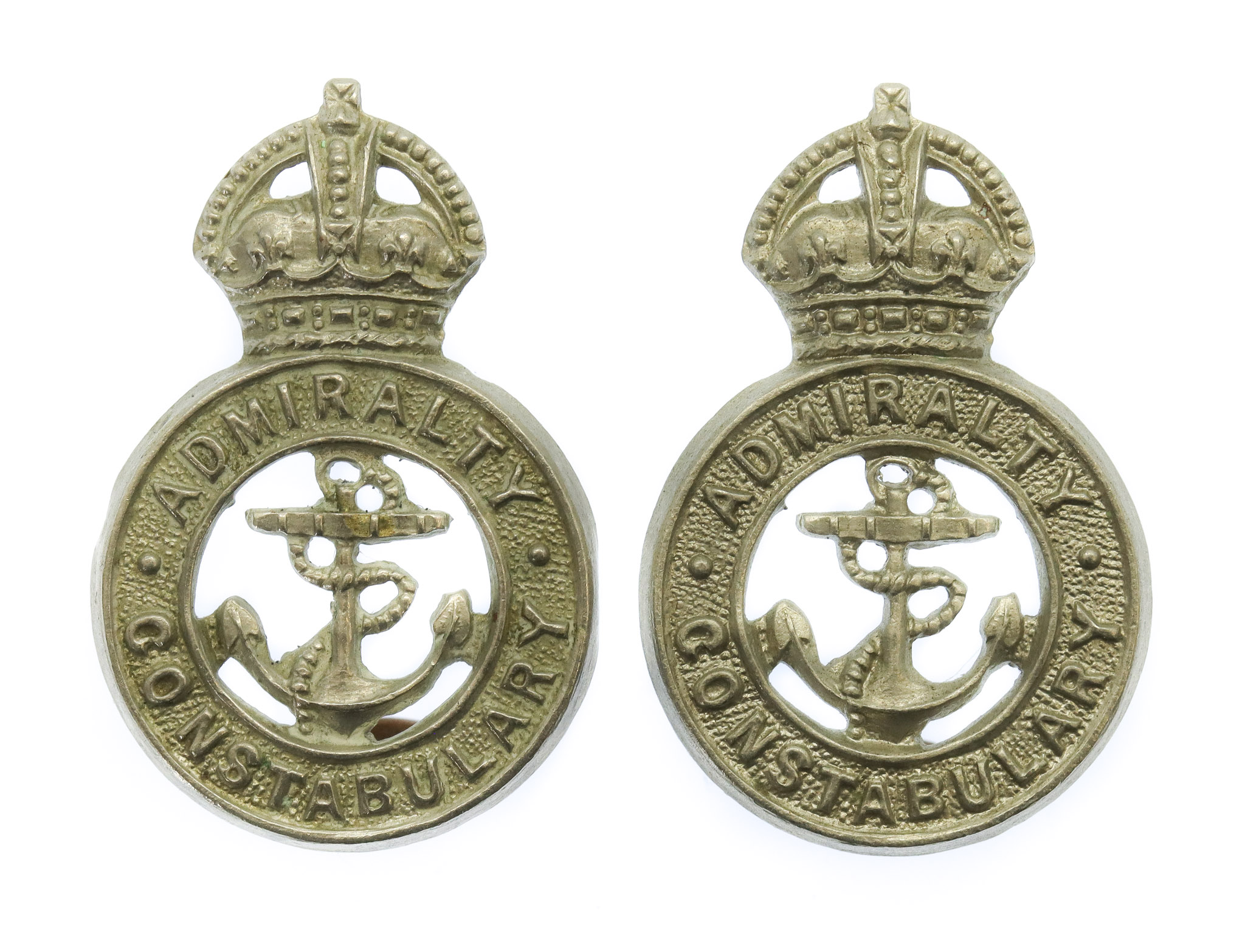 Pair of Admiralty Constabulary Collar Badges - King's Crown