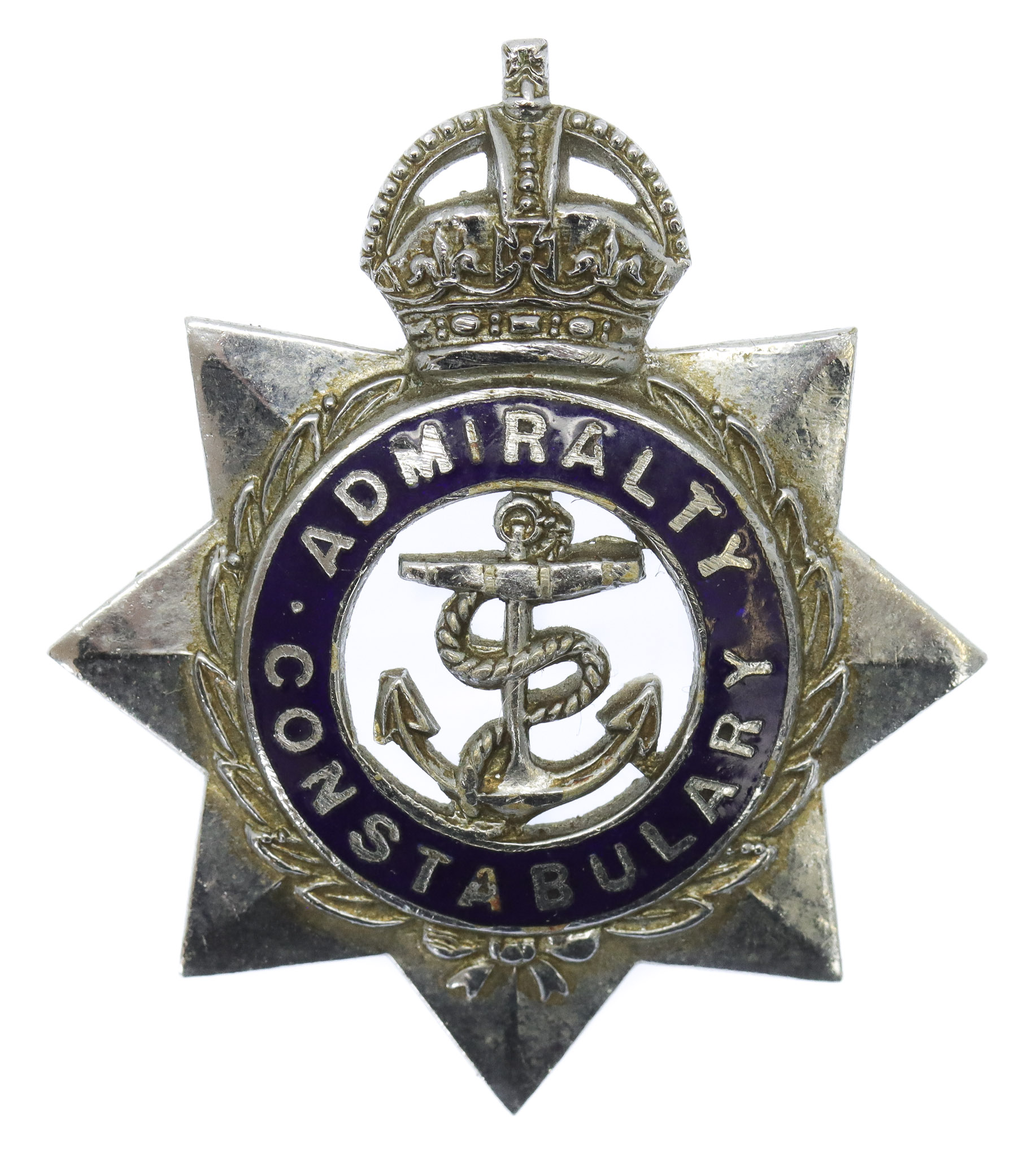 Admiralty Constabulary Senior Officer's Enamelled Cap Badge - King's Crown