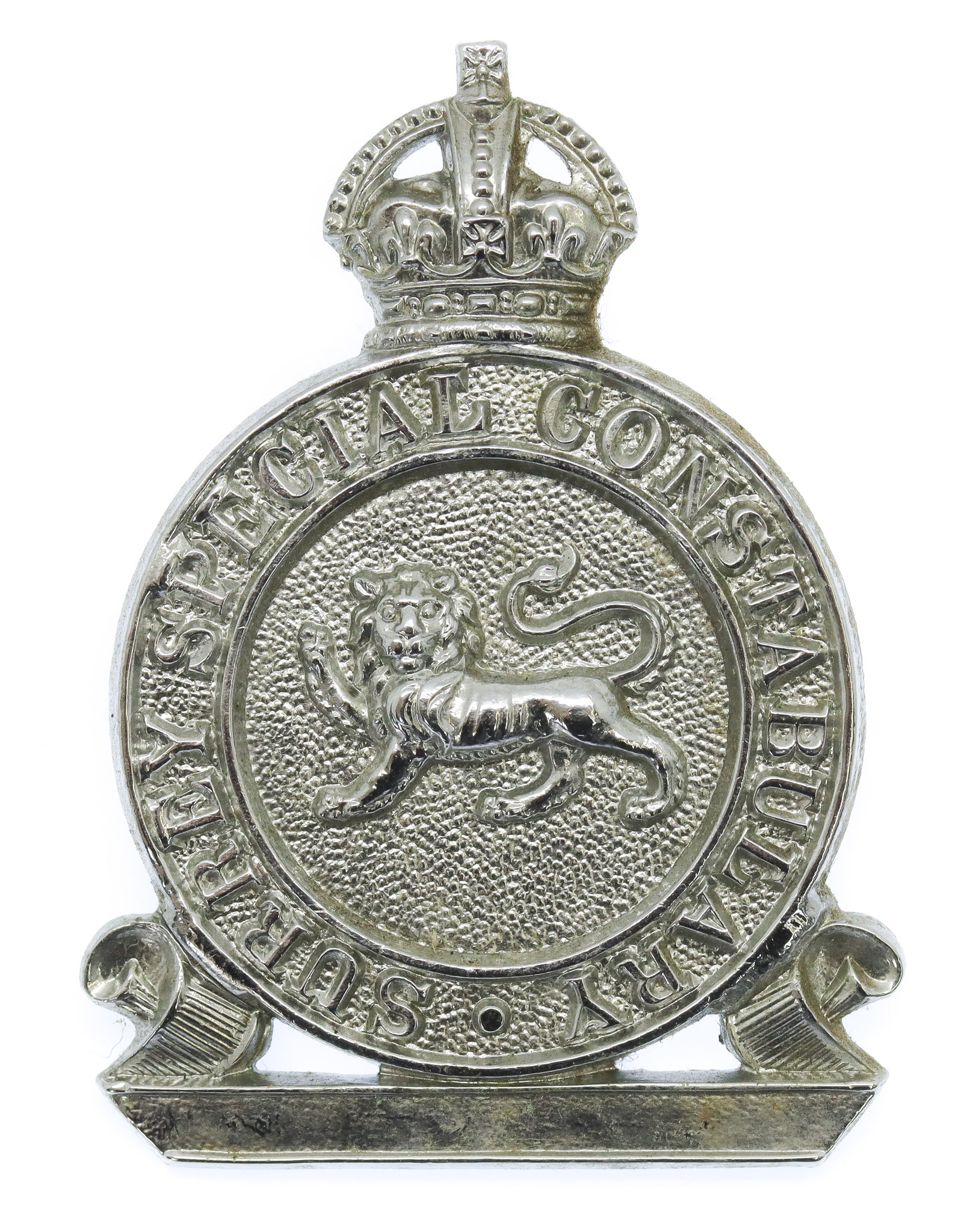 Surrey Special Constabulary Chrome Cap Badge - King's Crown