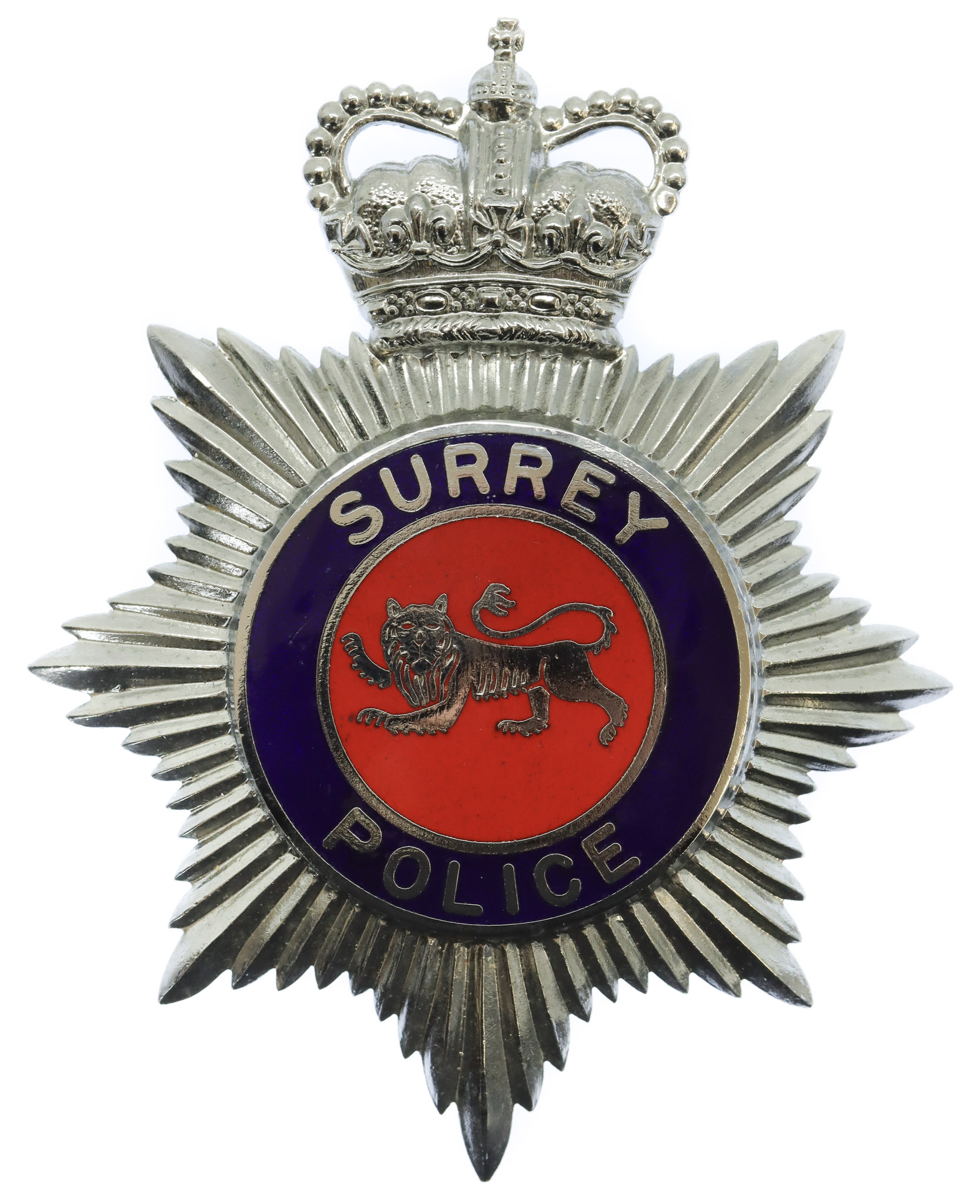 Surrey Police Enamelled Helmet Plate - Queen's Crown