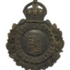 Warwickshire Constabulary Small Blackened Brass Wreath Helmet Plate - King's Crown