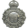 Warwickshire Constabulary Small Chrome Wreath Helmet Plate - King's Crown