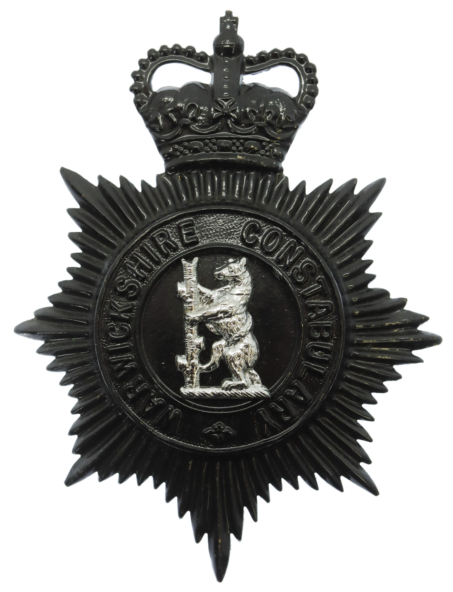 Warwickshire Constabulary Night Helmet Plate - Queen's Crown