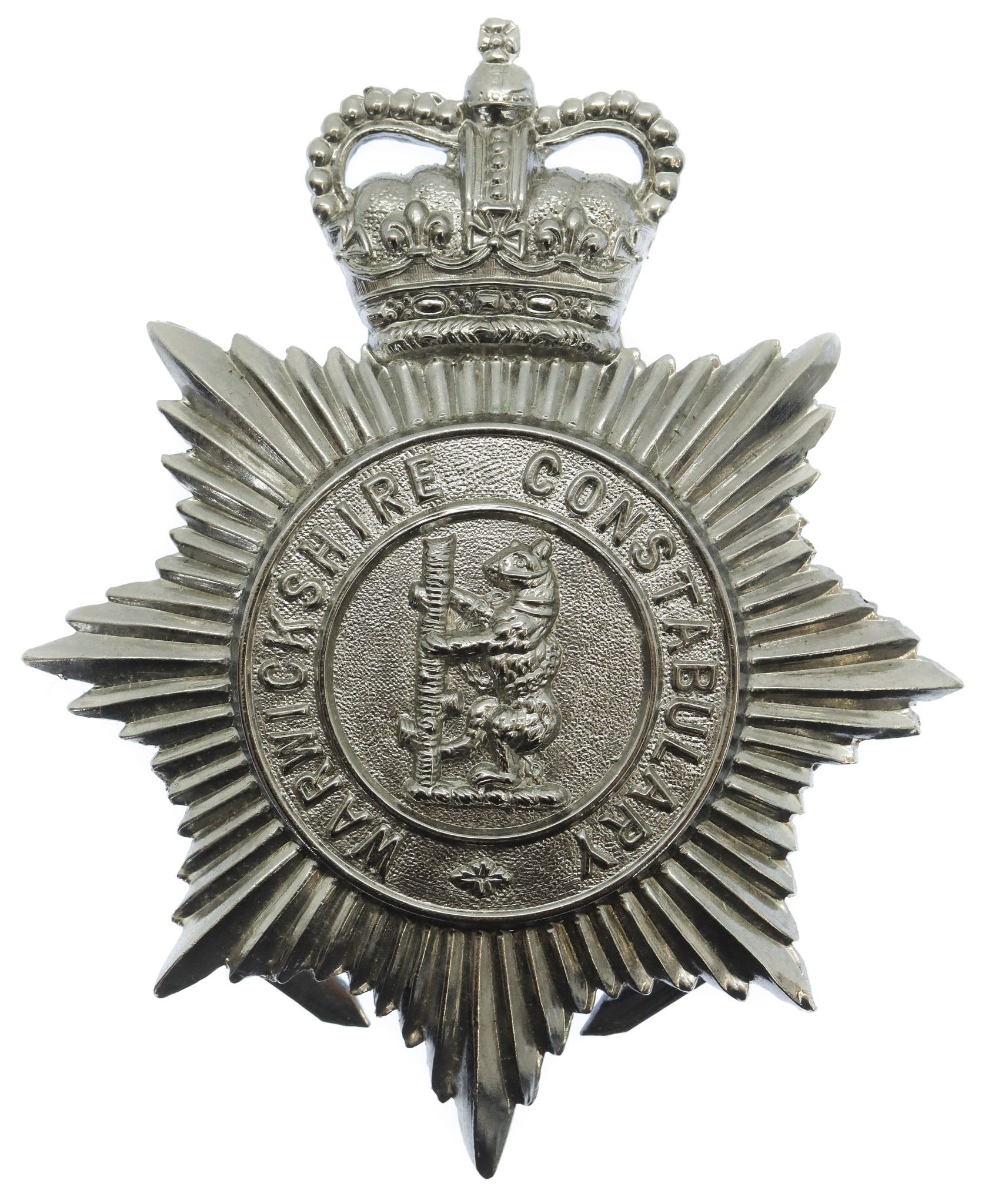 Warwickshire Constabulary Helmet Plate - Queen's Crown