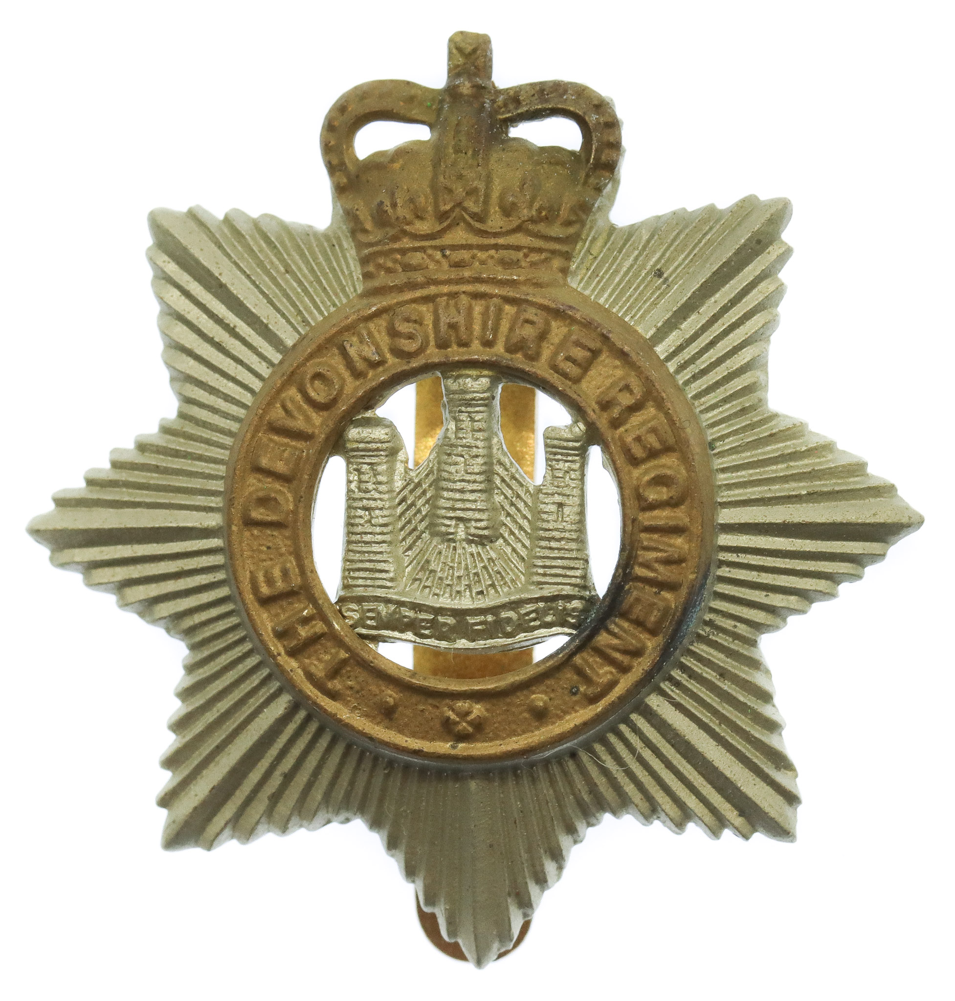 Devonshire Regiment Cap Badge - Queen's Crown