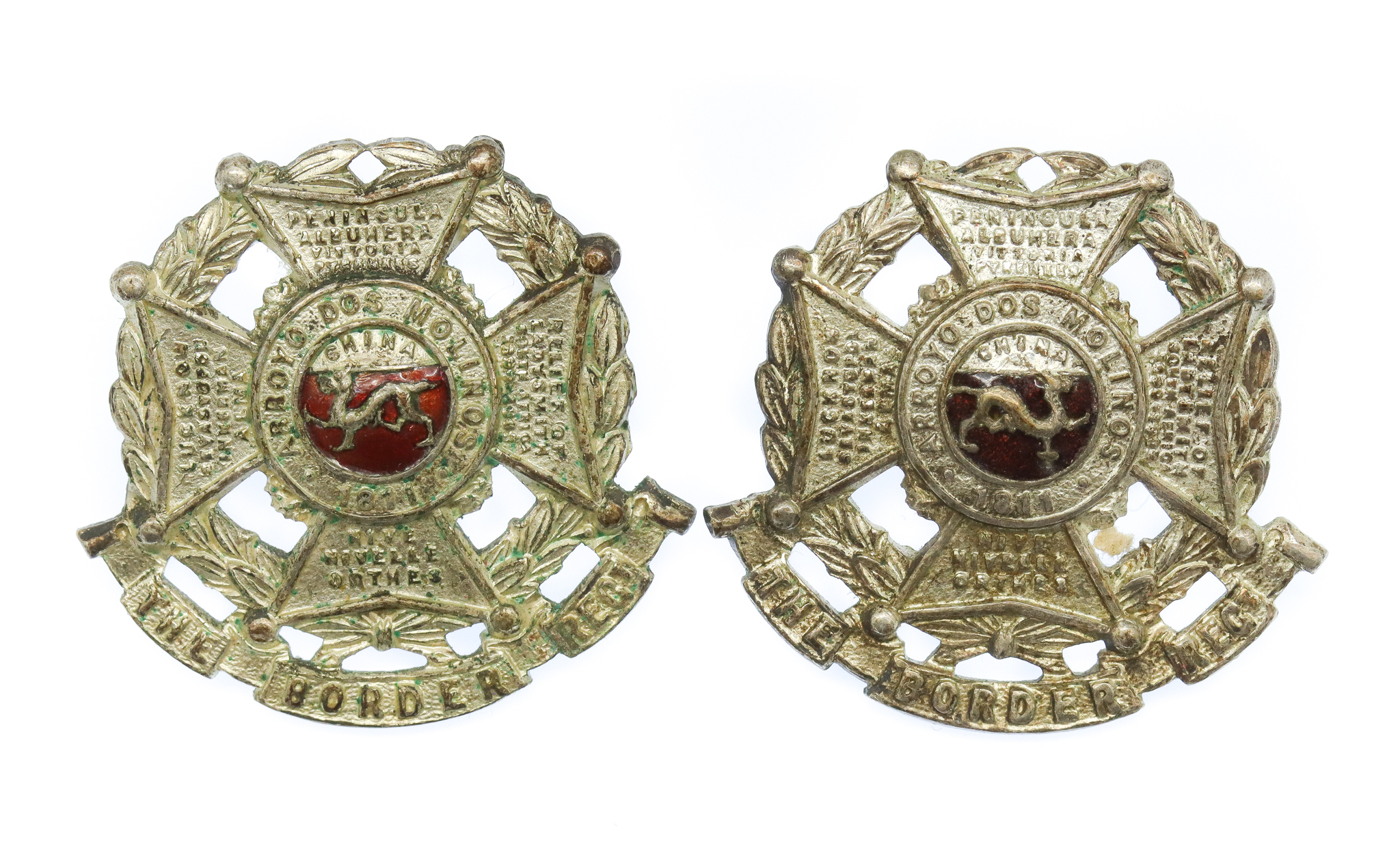 Pair of Border Regiment Officer's Collar Badges