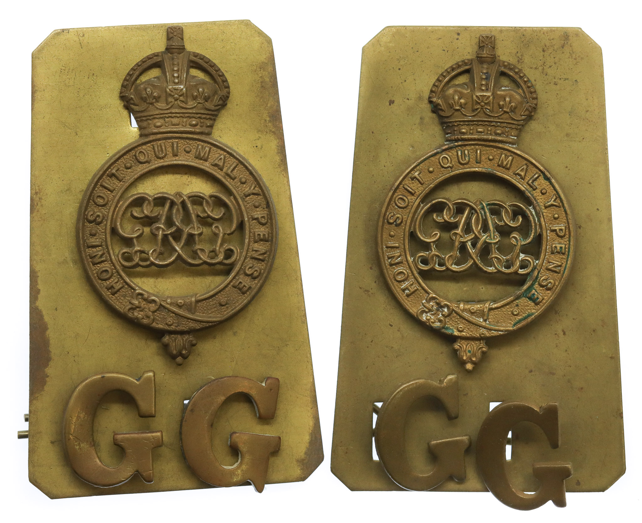 Pair of Grenadier Guards Shoulder Titles - King's Crown