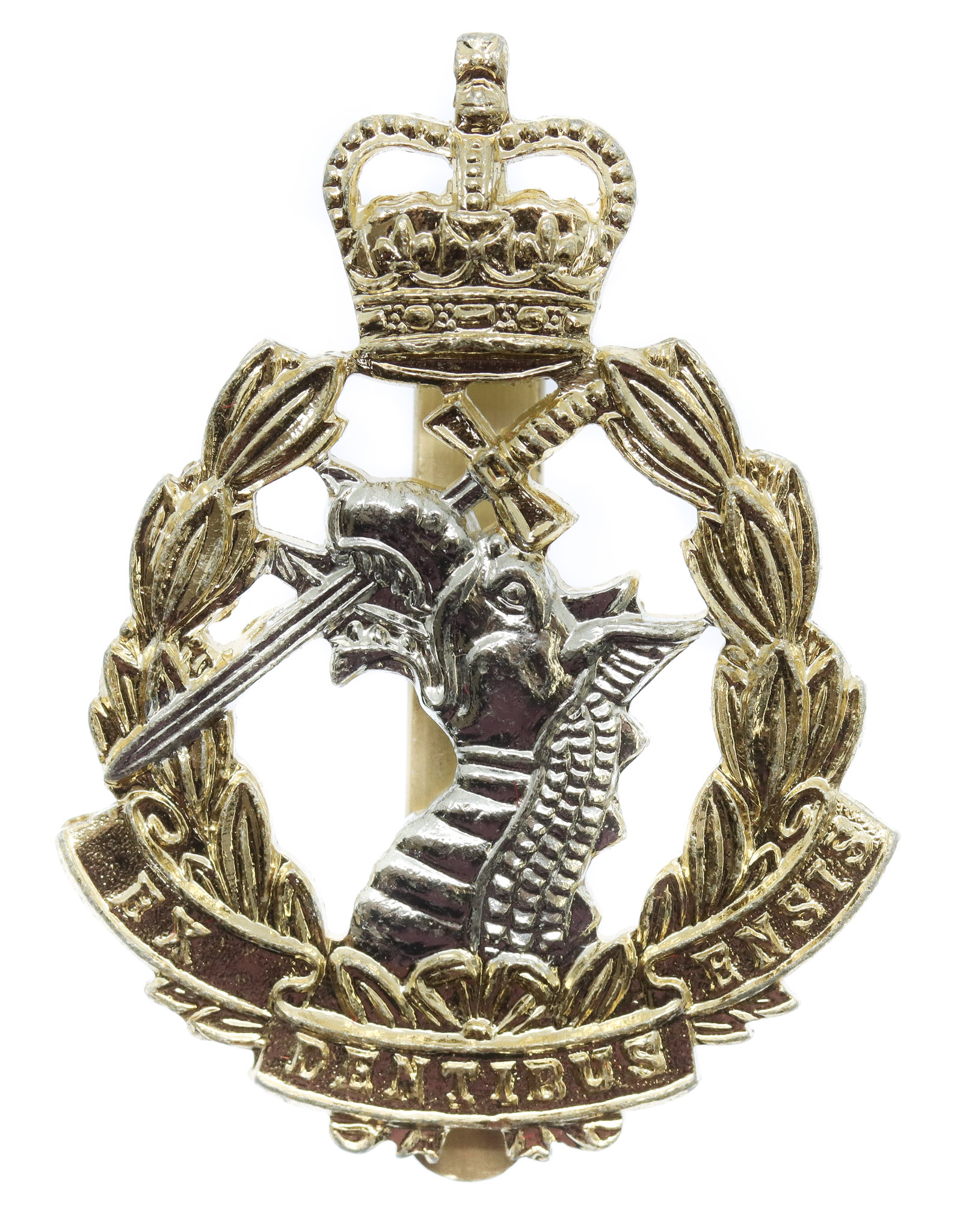 Royal Army Dental Corps (R.A.D.C.) Anodised (Staybrite) Cap Badge - Queen's Crown