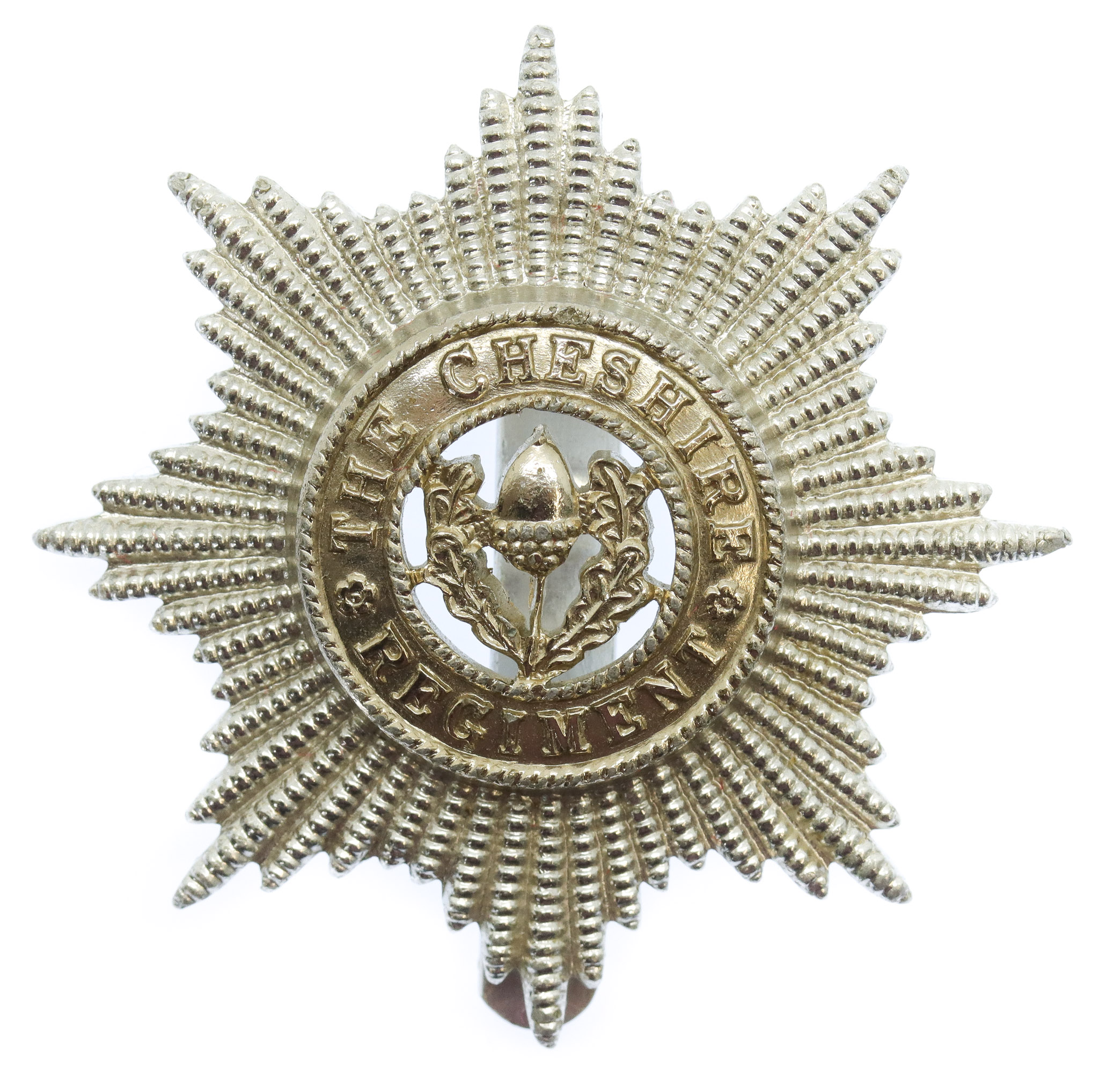 Cheshire Regiment  Anodised (Staybrite) Cap Badge 