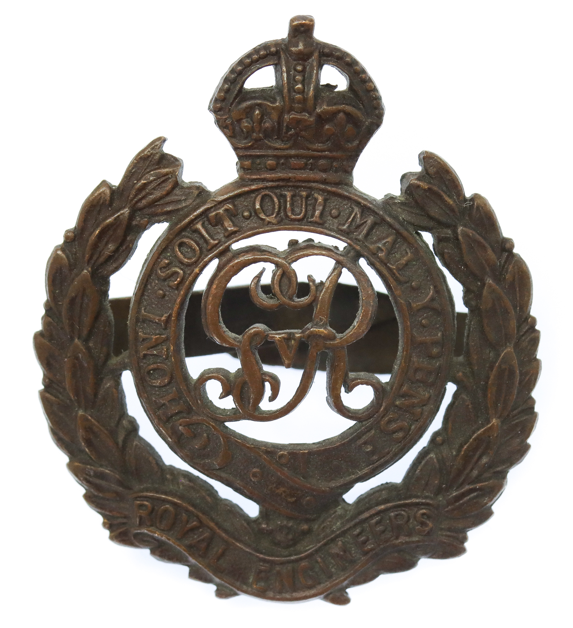 George V Royal Engineers Officer's Service Dress Cap Badge
