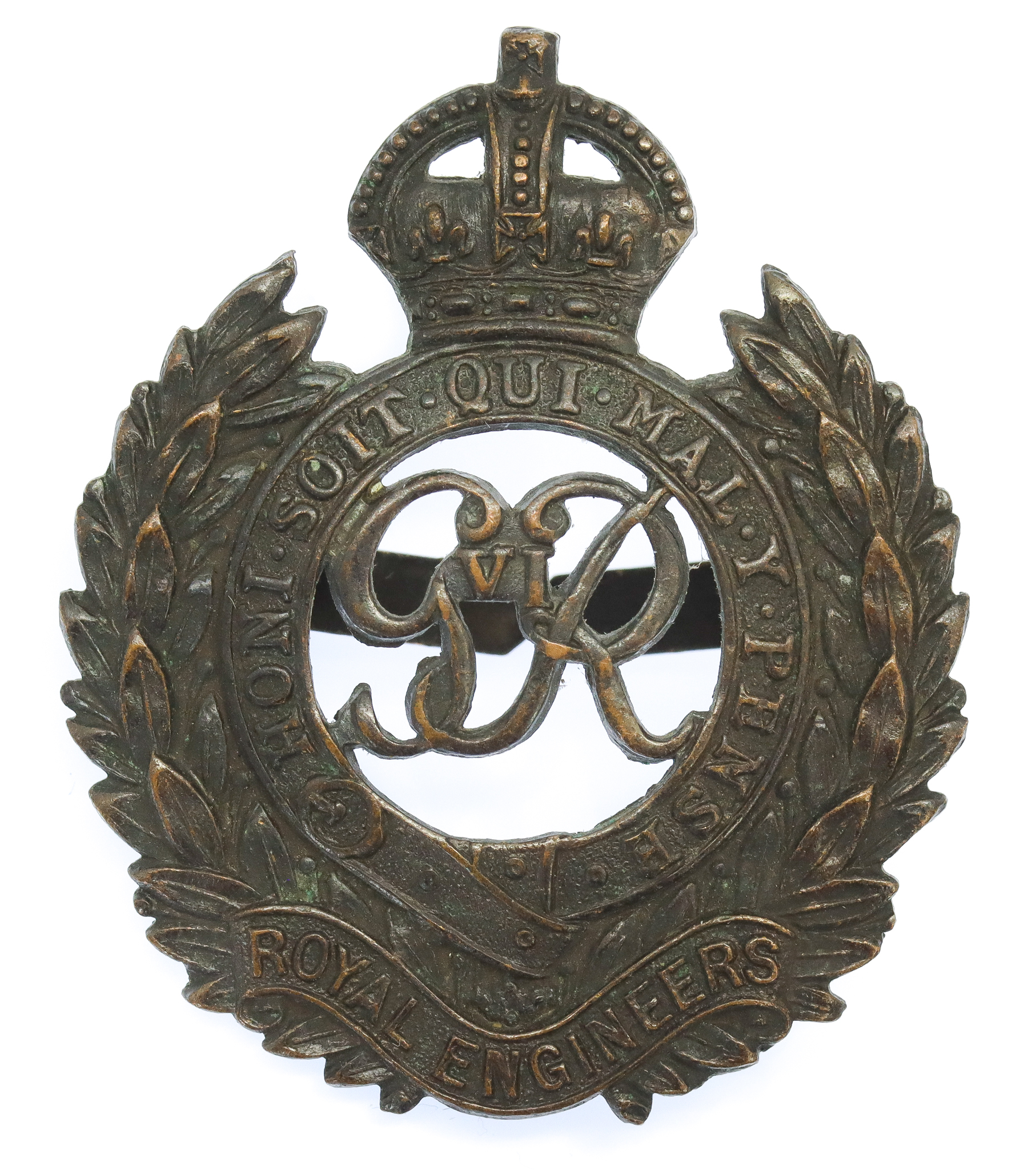 George VI Royal Engineers Officer's Service Dress Cap Badge