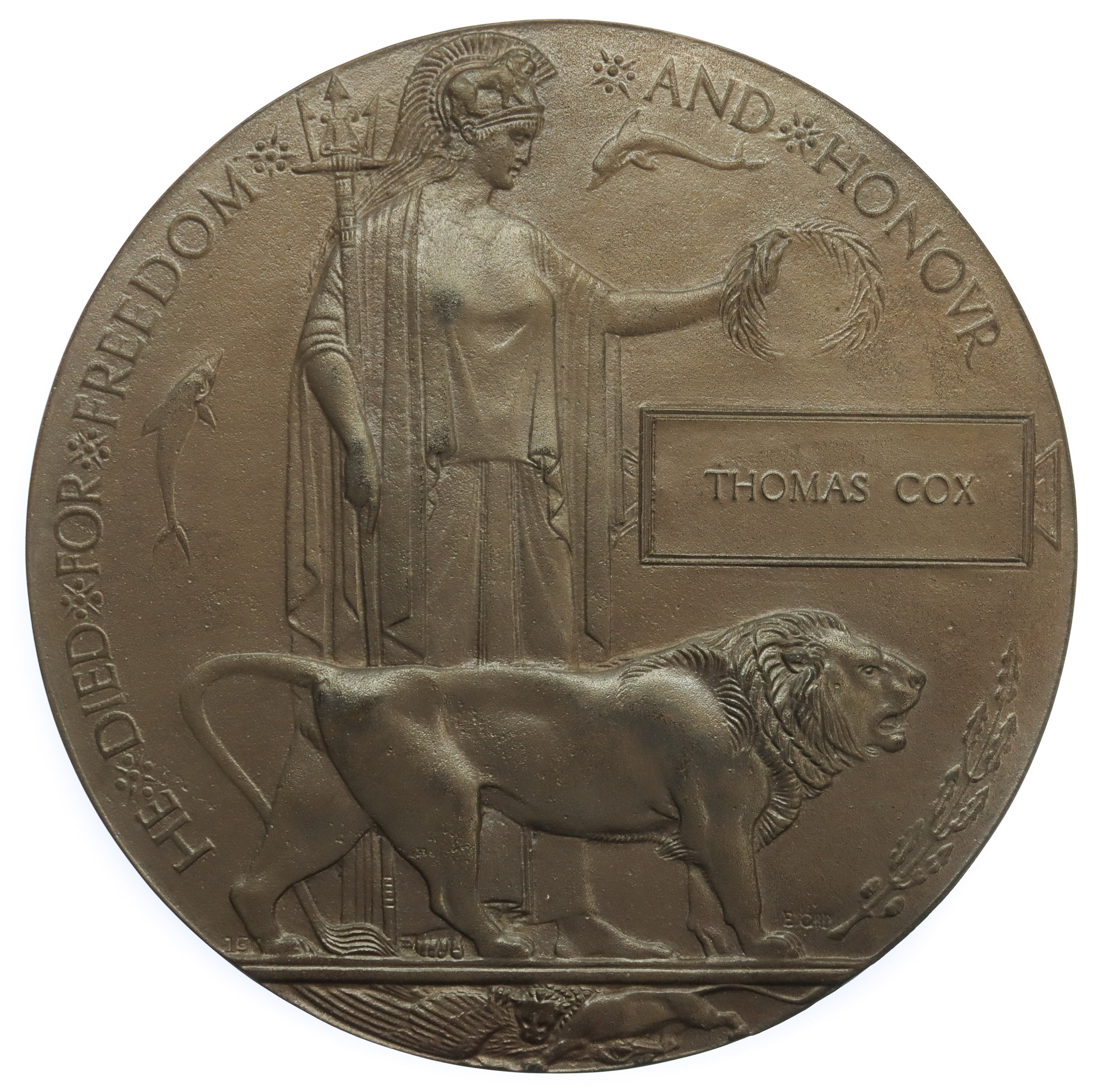 WW1 Memorial Plaque (Death Penny) - Thomas Cox