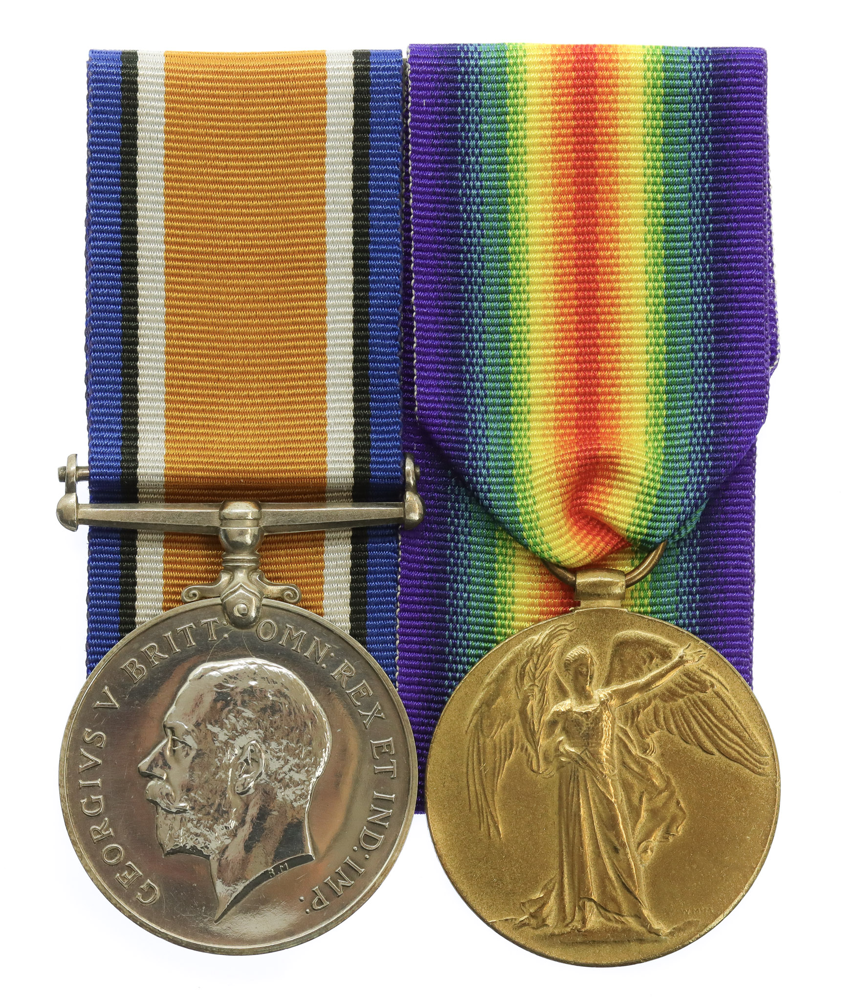 WW1 British War & Victory Medal Pair - Pte. D. Lambert, King's Own Yorkshire Light Infantry - Wounded