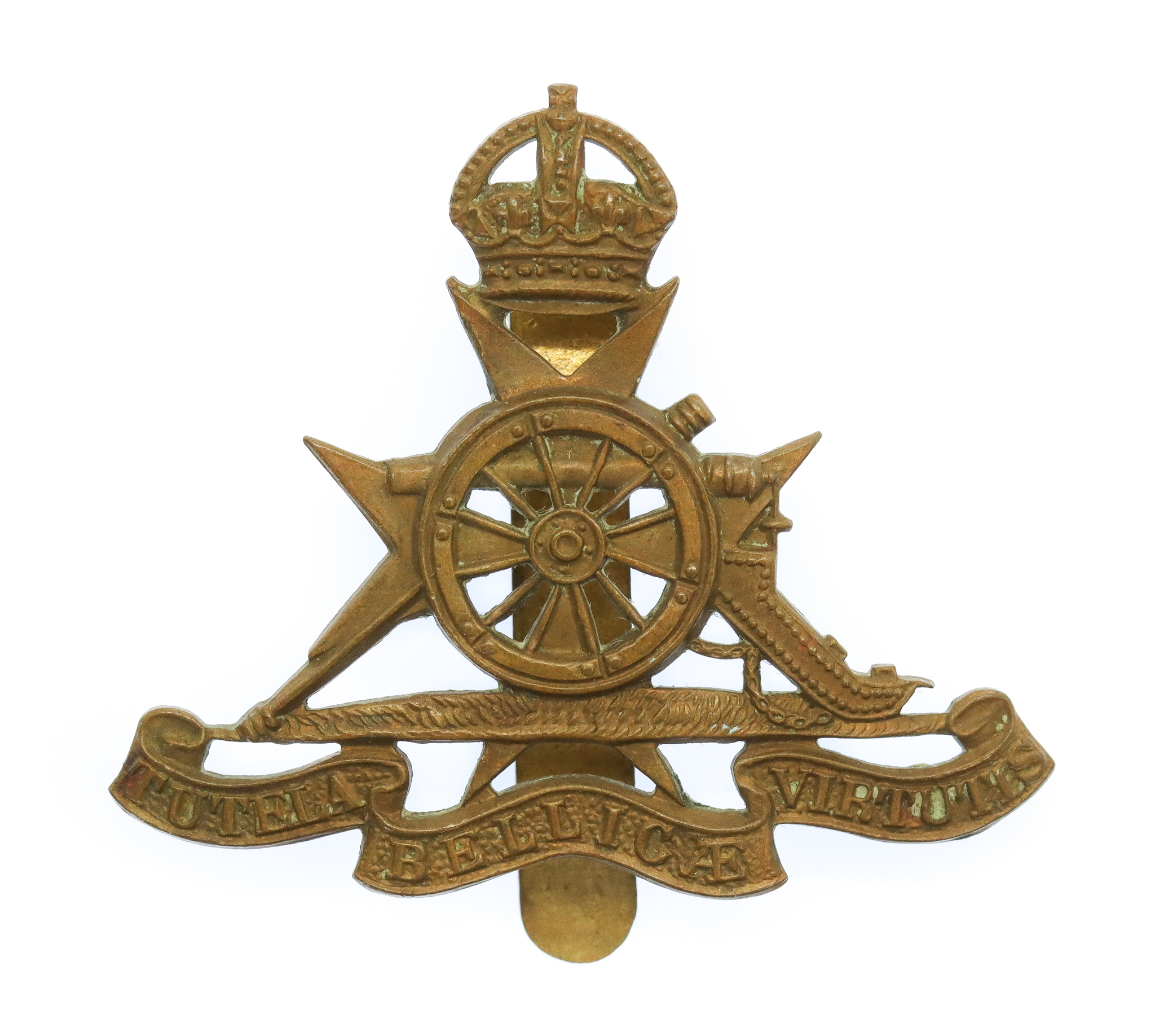 Royal Malta Artillery Brass Beret Badge - King's Crown