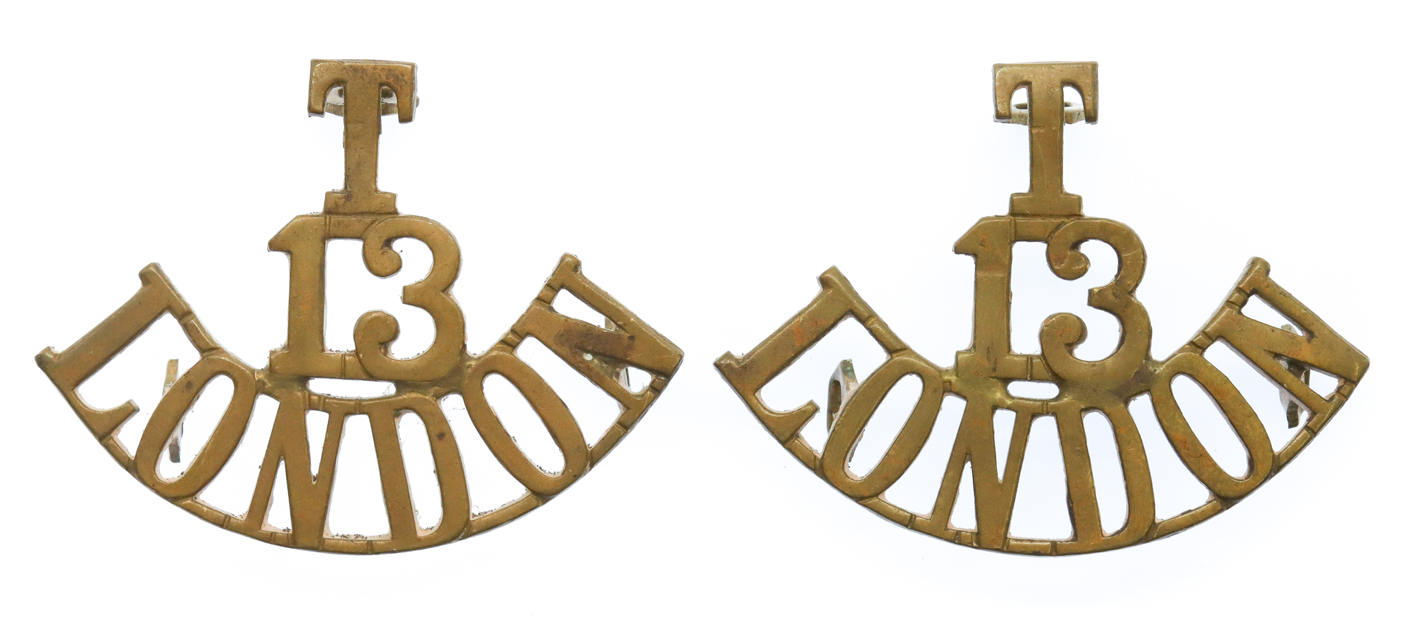 Pair of 13th Bn. (Kensington) London Regiment (T/13/LONDON) Shoulder Titles