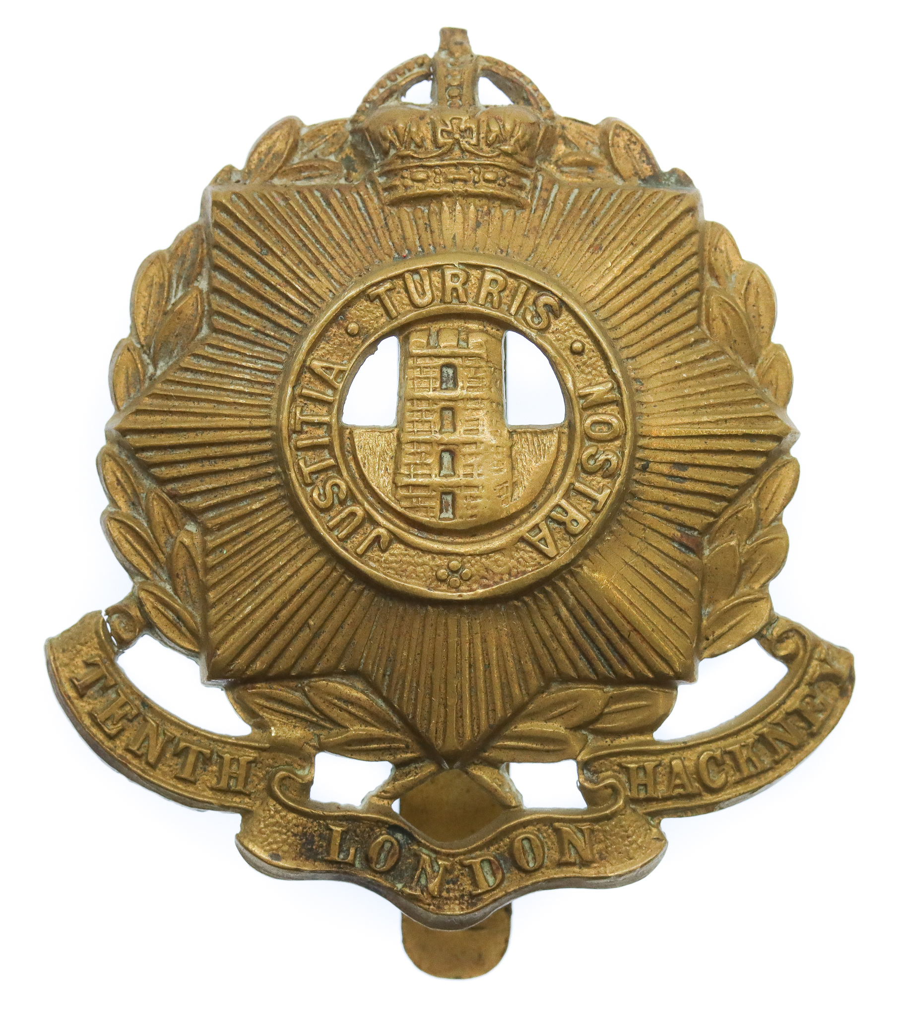 10th County of London Bn. (Hackney Rifles) London Regiment Cap Badge - King's Crown