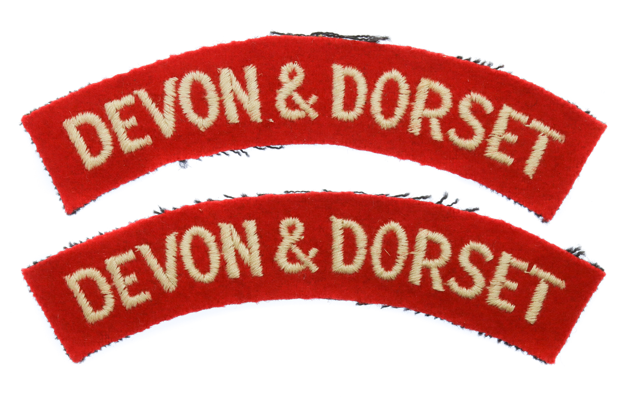 Pair of Devonshire and Dorset Regiment (DEVON & DORSET) Cloth Shoulder Titles