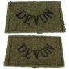 Pair of Devonshire Regiment (DEVON) WW2 Cloth Slip On Shoulder Titles