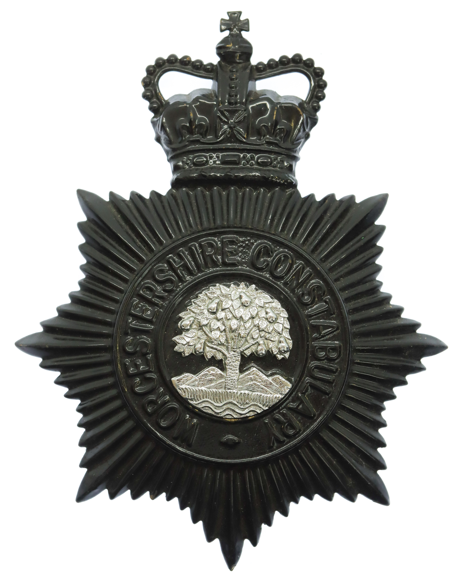 Worcestershire Constabulary Night Helmet Plate - Queen's Crown