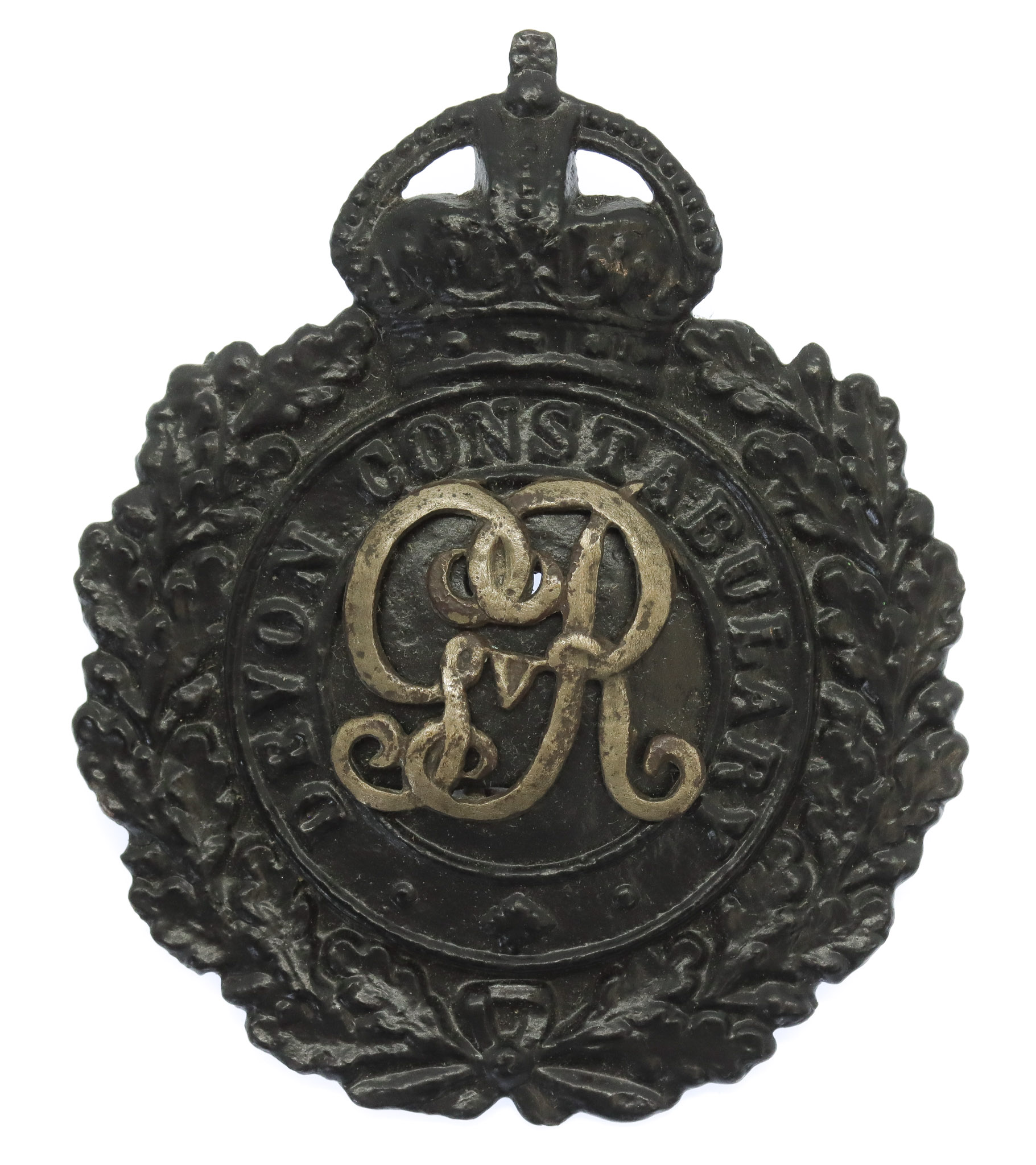 George V Devon Constabulary Black Wreath Helmet Plate