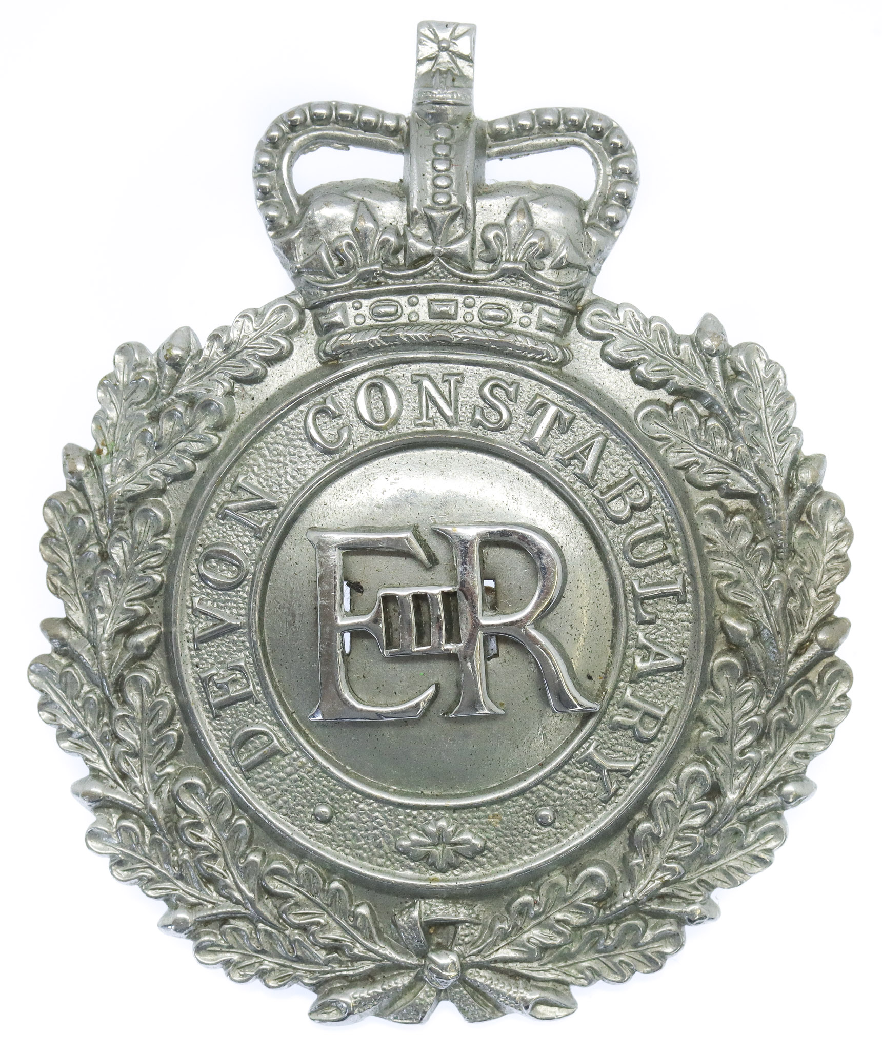 Devon Constabulary Wreath Helmet Plate - Queen's Crown