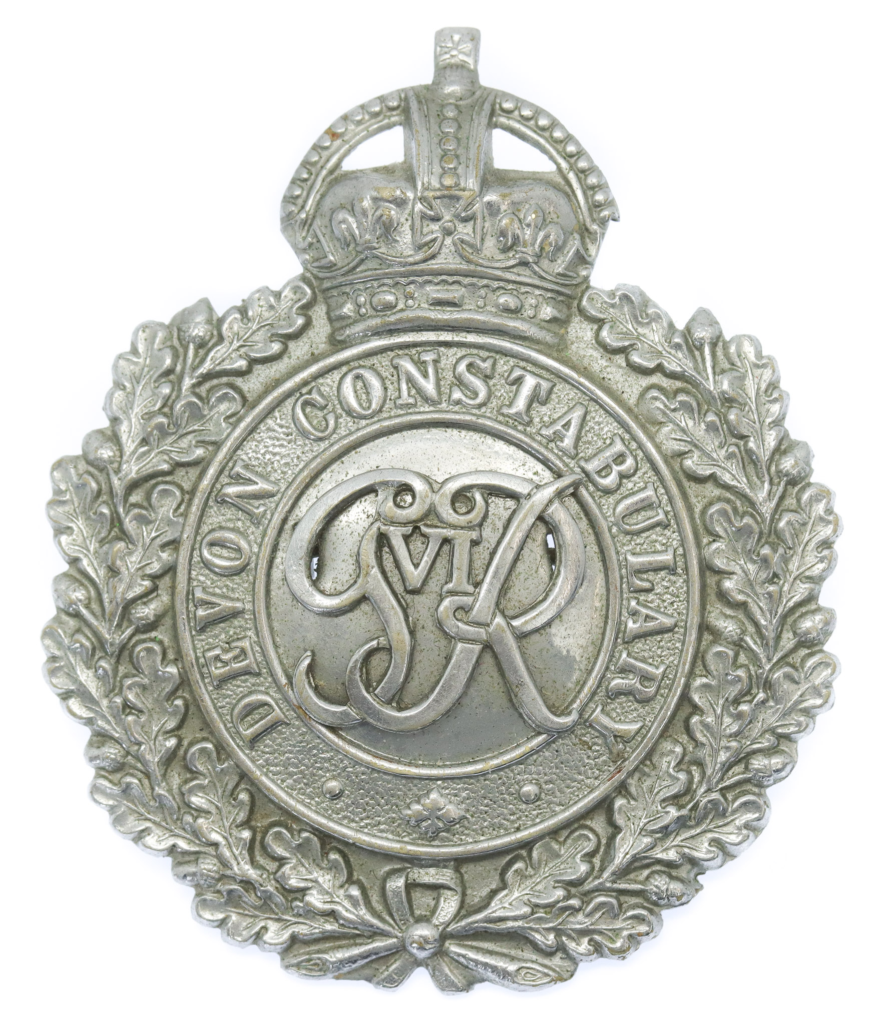 George VI Devon Constabulary Wreath Helmet Plate