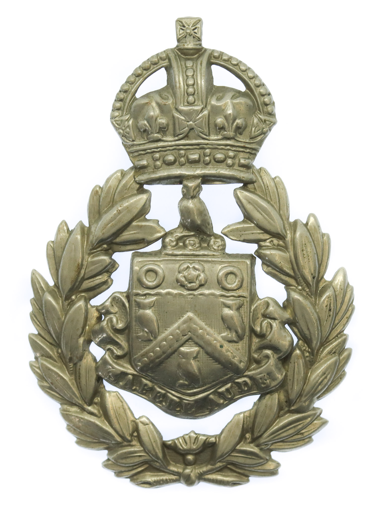 Oldham Borough Police Wreath Helmet Plate - King's Crown
