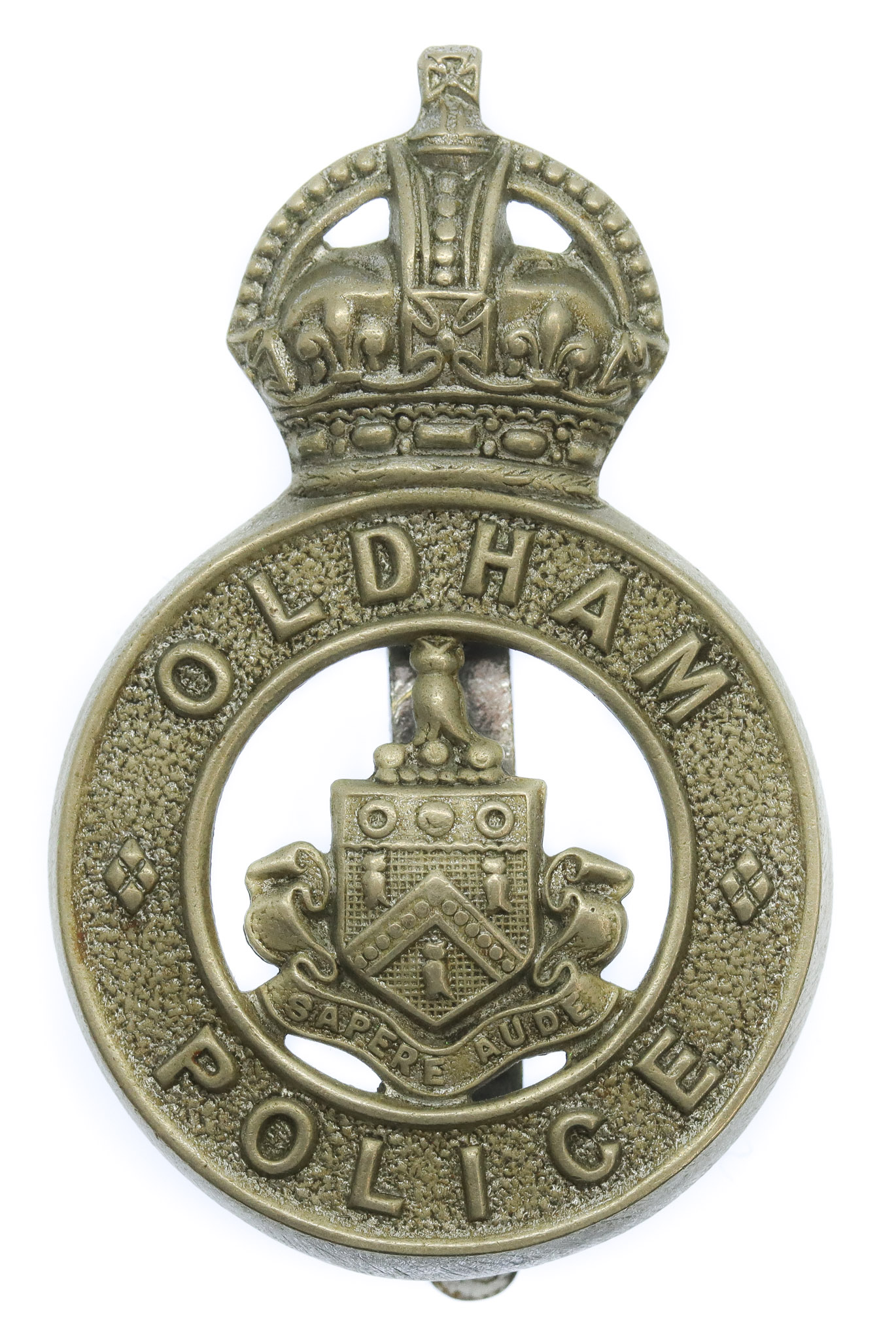 Oldham Borough Police Cap Badge- King's Crown