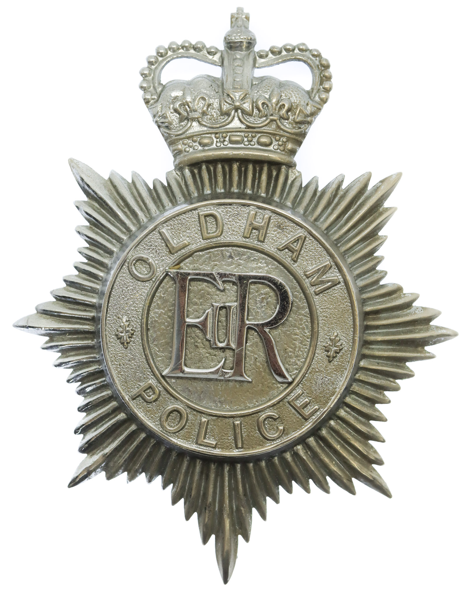 Oldham Borough Police Helmet Plate- Queen's Crown