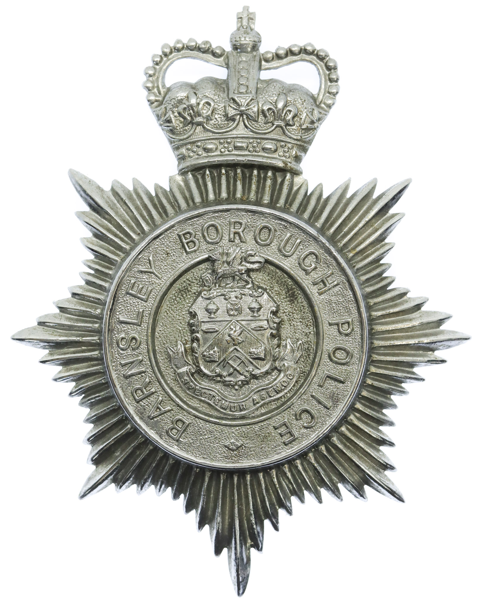 Barnsley Borough Police Helmet Plate - Queen's Crown
