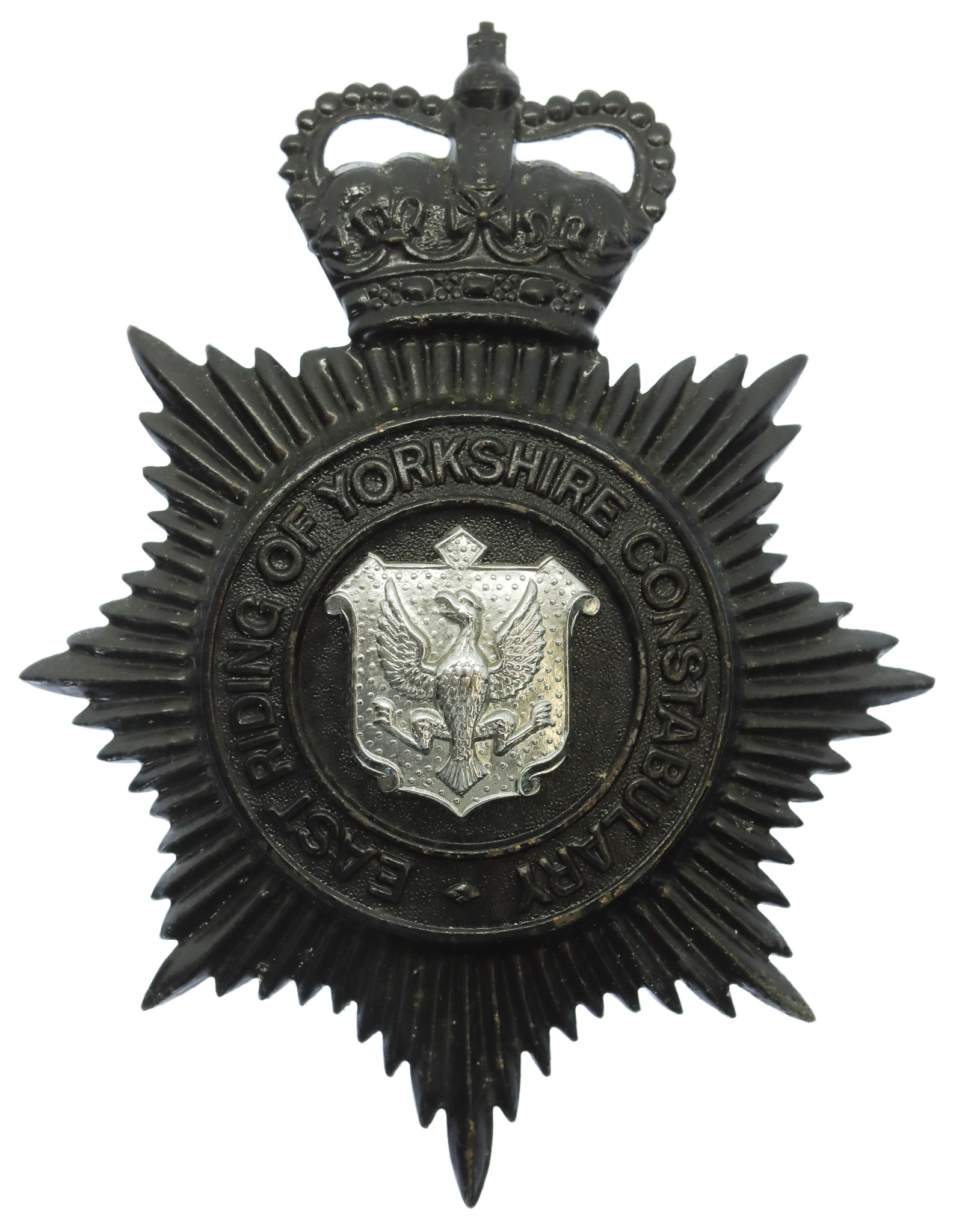 East Riding of Yorkshire Constabulary Night Helmet Plate - Queen's Crown