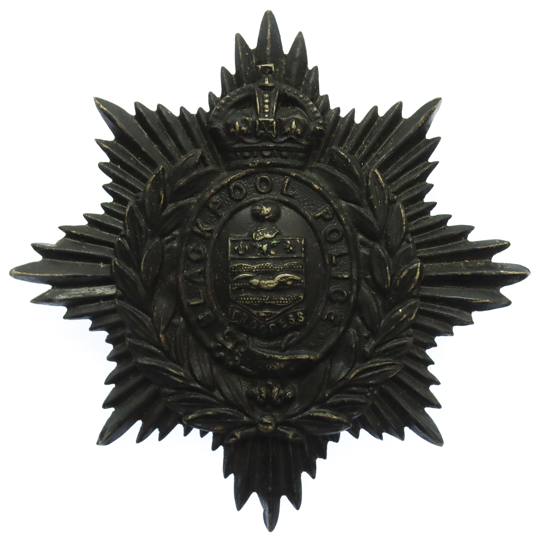 Blackpool Police Night Helmet Plate - King's Crown