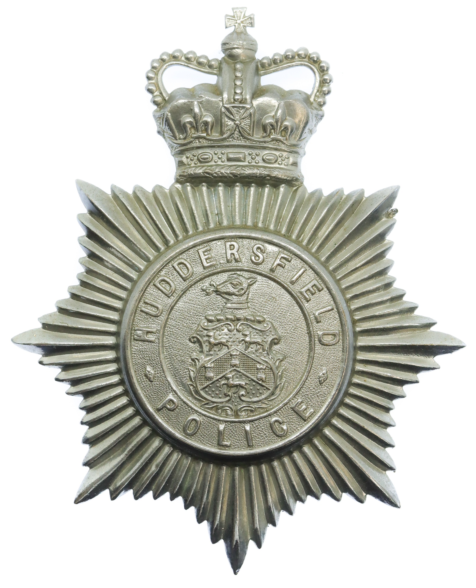 Huddersfield Police Helmet Plate - Queen's Crown
