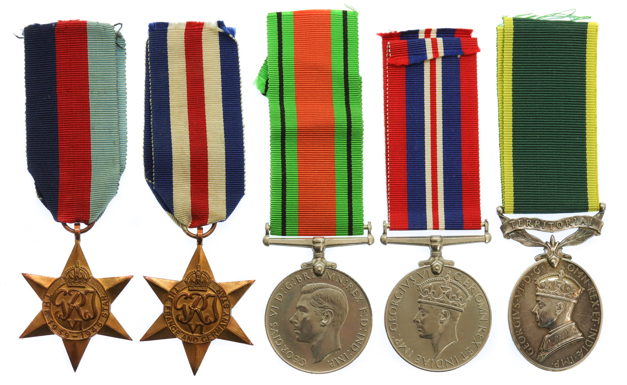WW2 and Territorial Efficiency Medal Group of Five - Sjt. J.H. Millard, Royal Artillery (formerly, Sherwood Foresters)