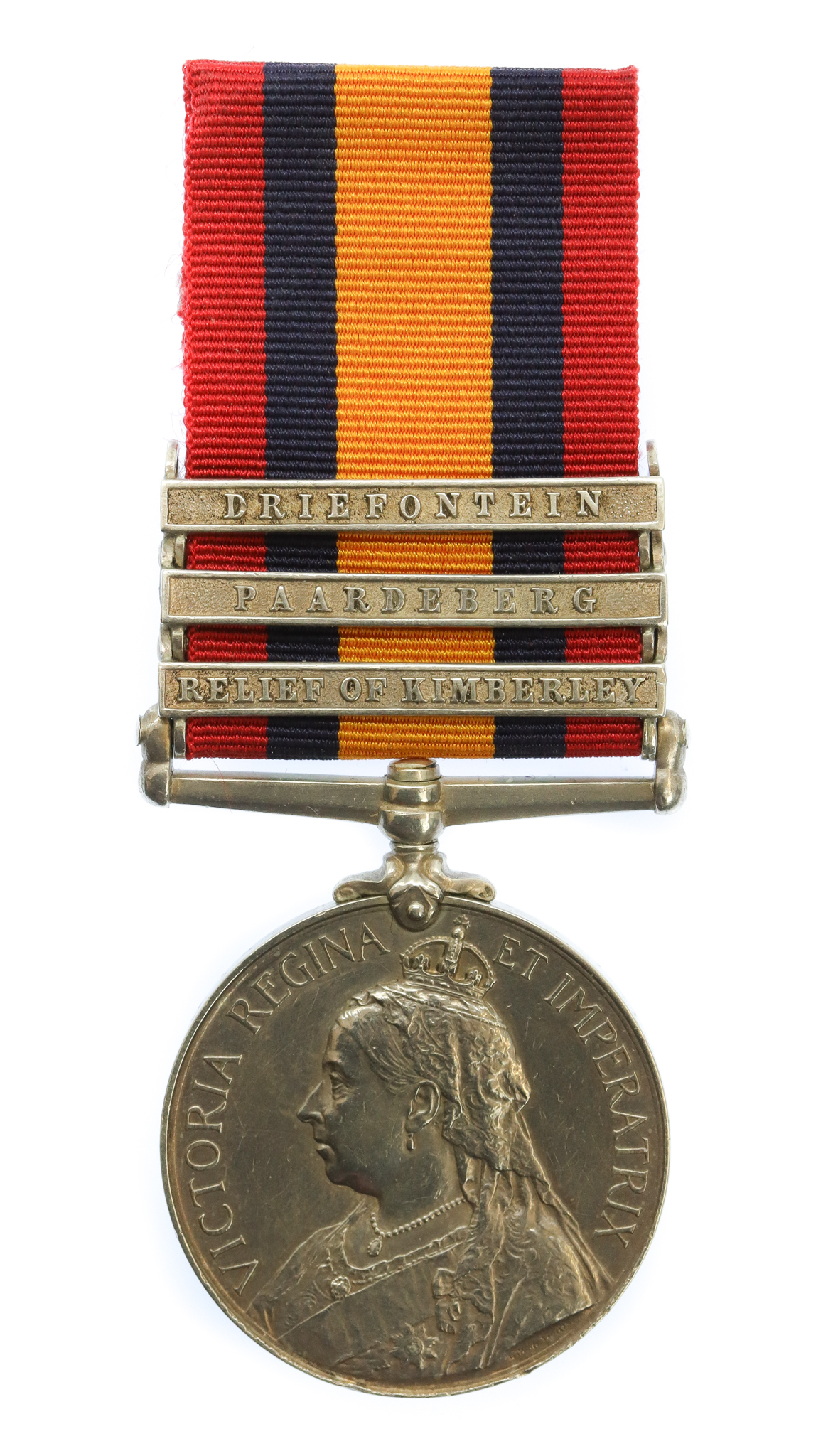Queen's South Africa Medal (3 Clasps - Relief of Kimberley, Paardeberg, Driefontein) - Pte. J. Cottam, 14th Hussars - Wounded 24/04/1900