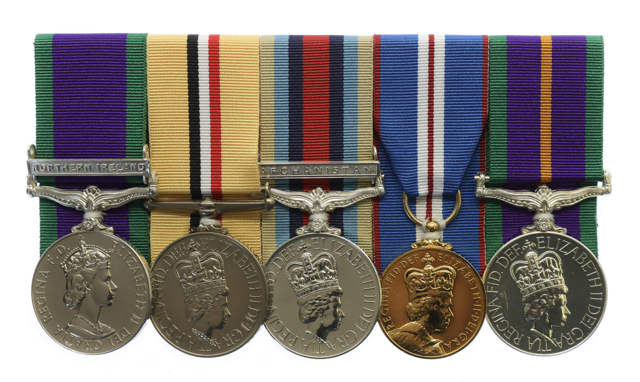 Campaign Service Medal (Northern Ireland), Iraq, OSM Afghanistan, 2002 Golden Jubilee and Accumulated Campaign Service Medal Group of Five - Cpl. R.E. Amis, Coldstream Guards